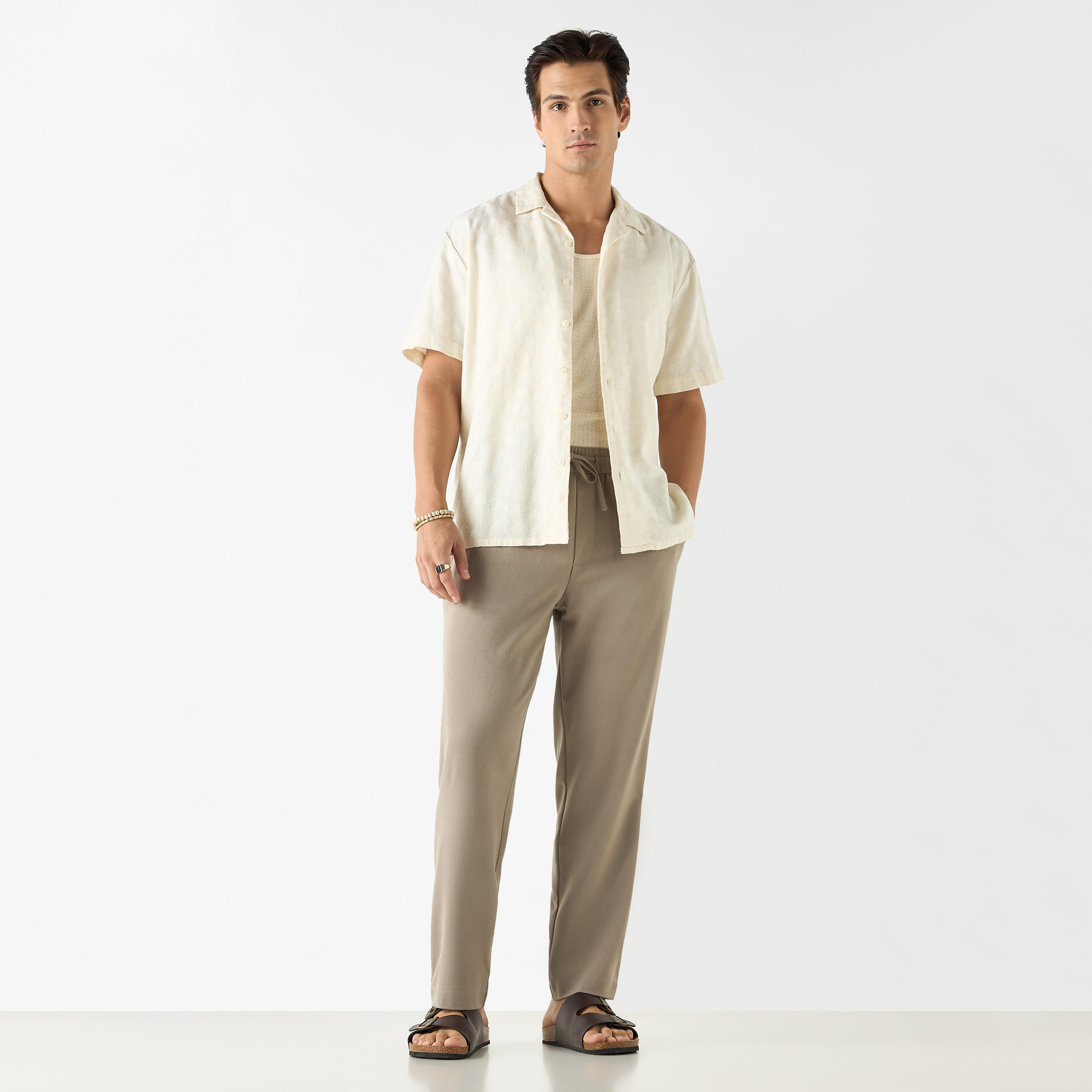 Solid Regular Fit Pant with Flexi Waist and Pockets-men-clothing-trousersandchinos-trousers-image-2