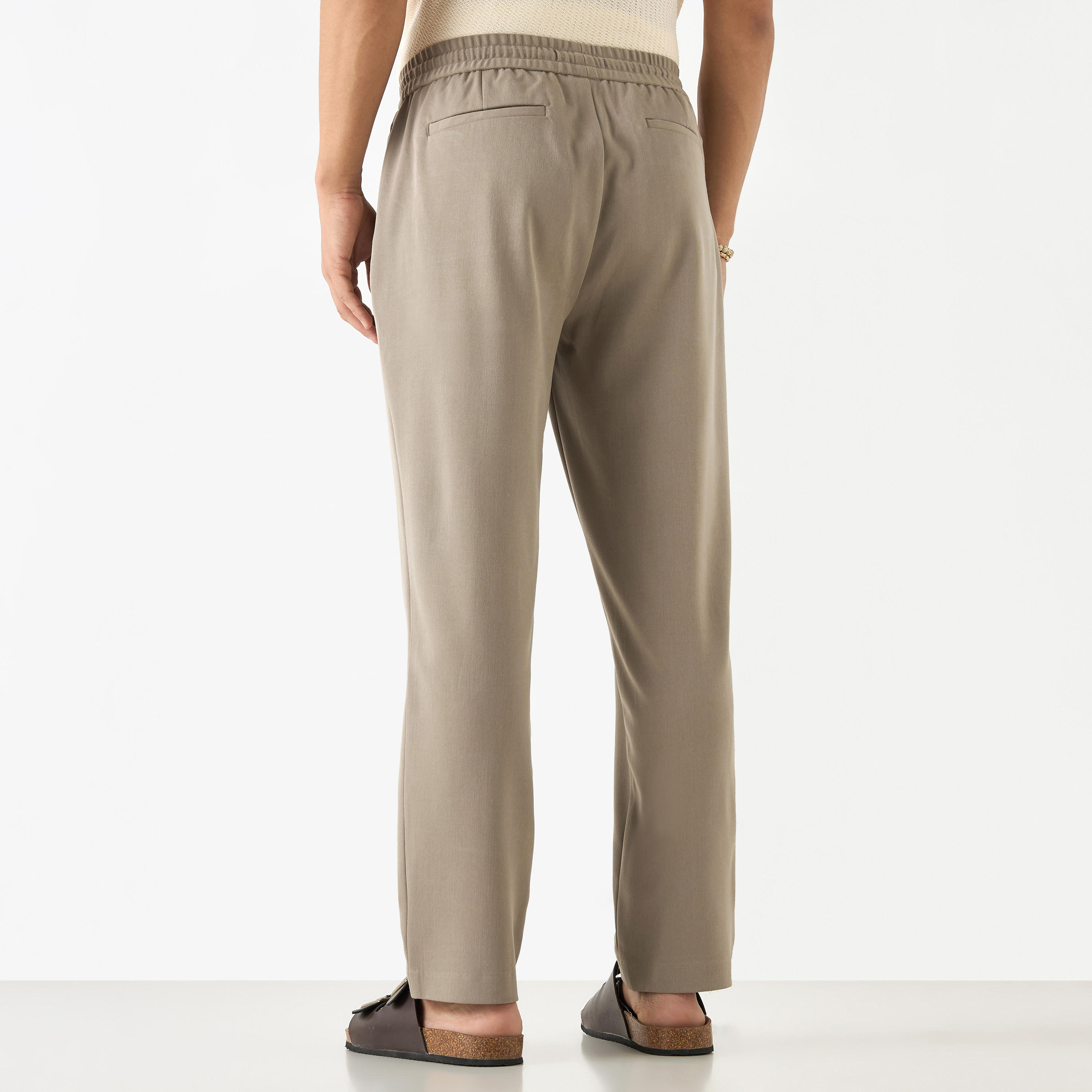Solid Regular Fit Pant with Flexi Waist and Pockets-men-clothing-trousersandchinos-trousers-image-3