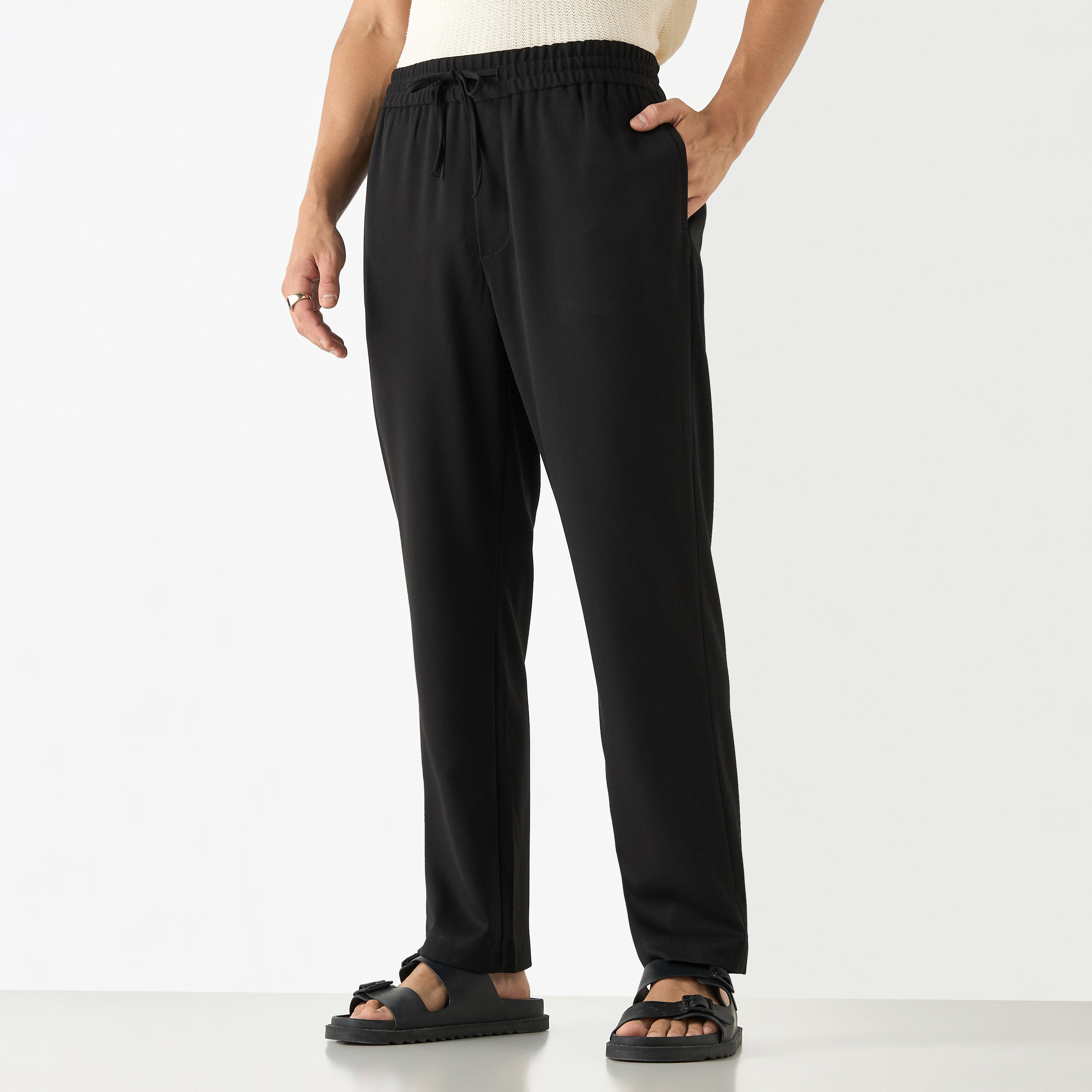 Solid Regular Fit Pant with Flexi Waist and Pockets-men-clothing-trousersandchinos-trousers-image-9