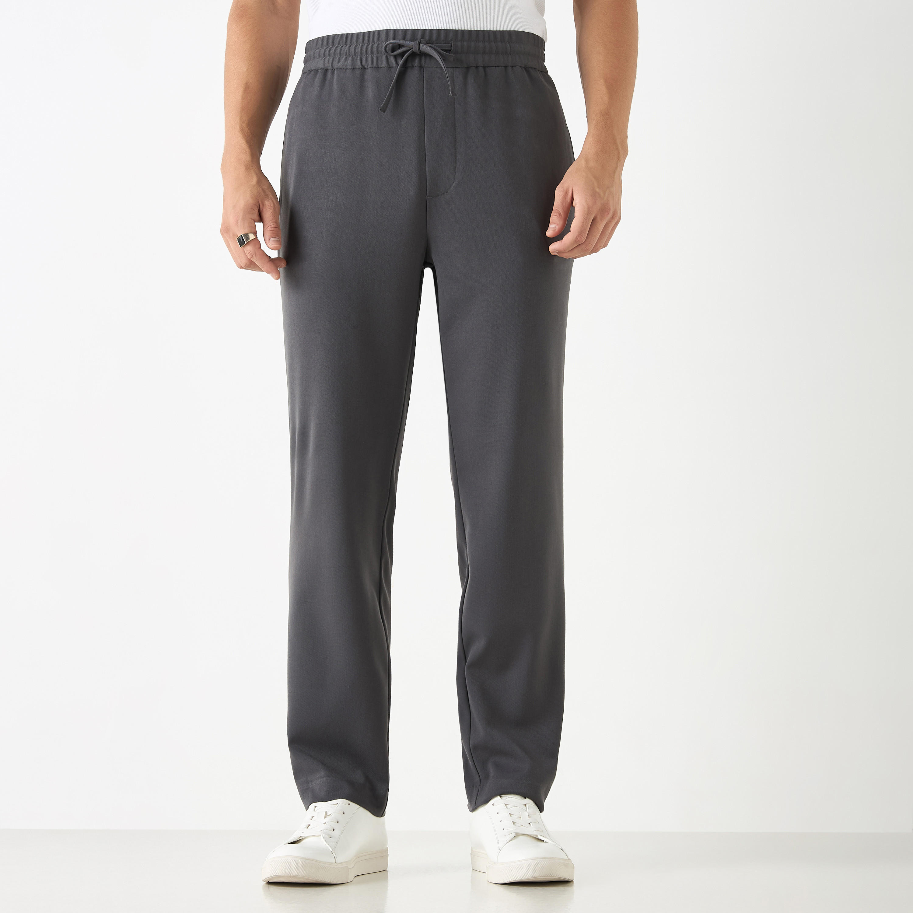 Solid Regular Fit Pant with Flexi Waist and Pockets-men-clothing-trousersandchinos-trousers-image-5