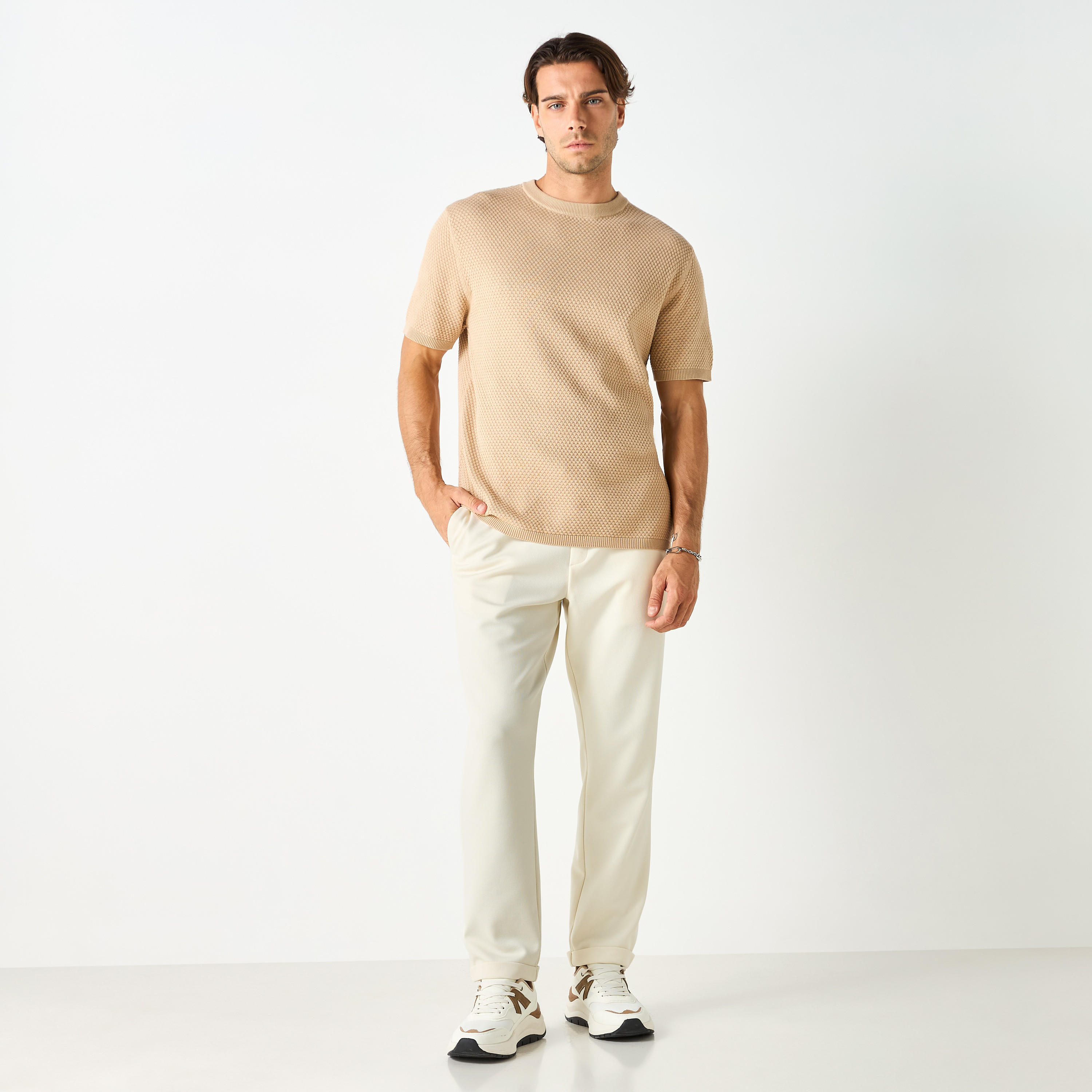 Textured Crew Neck Sweater with Short Sleeves-men-clothing-tshirtsandpolos-tshirts-image-10