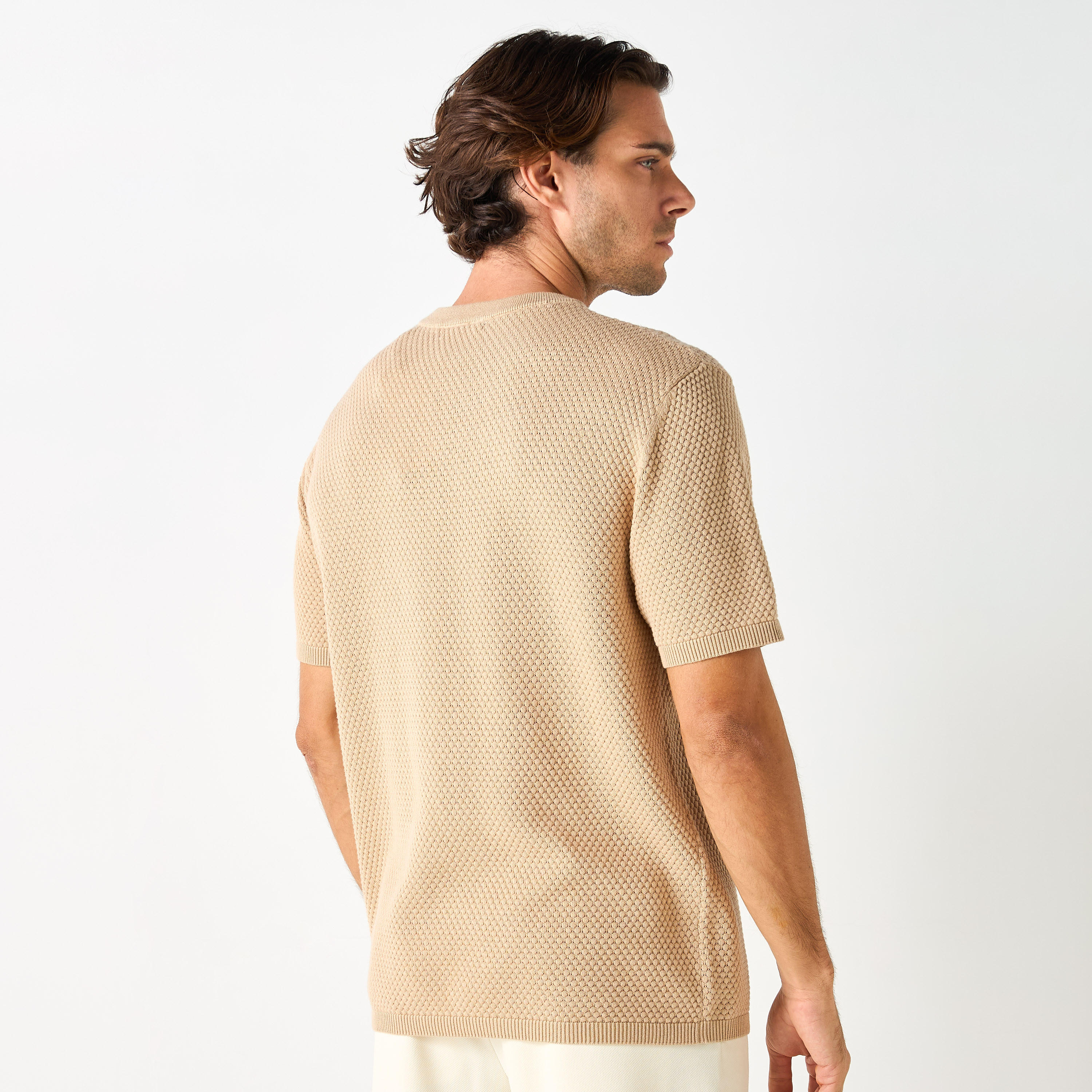 Textured Crew Neck Sweater with Short Sleeves-men-clothing-tshirtsandpolos-tshirts-image-11