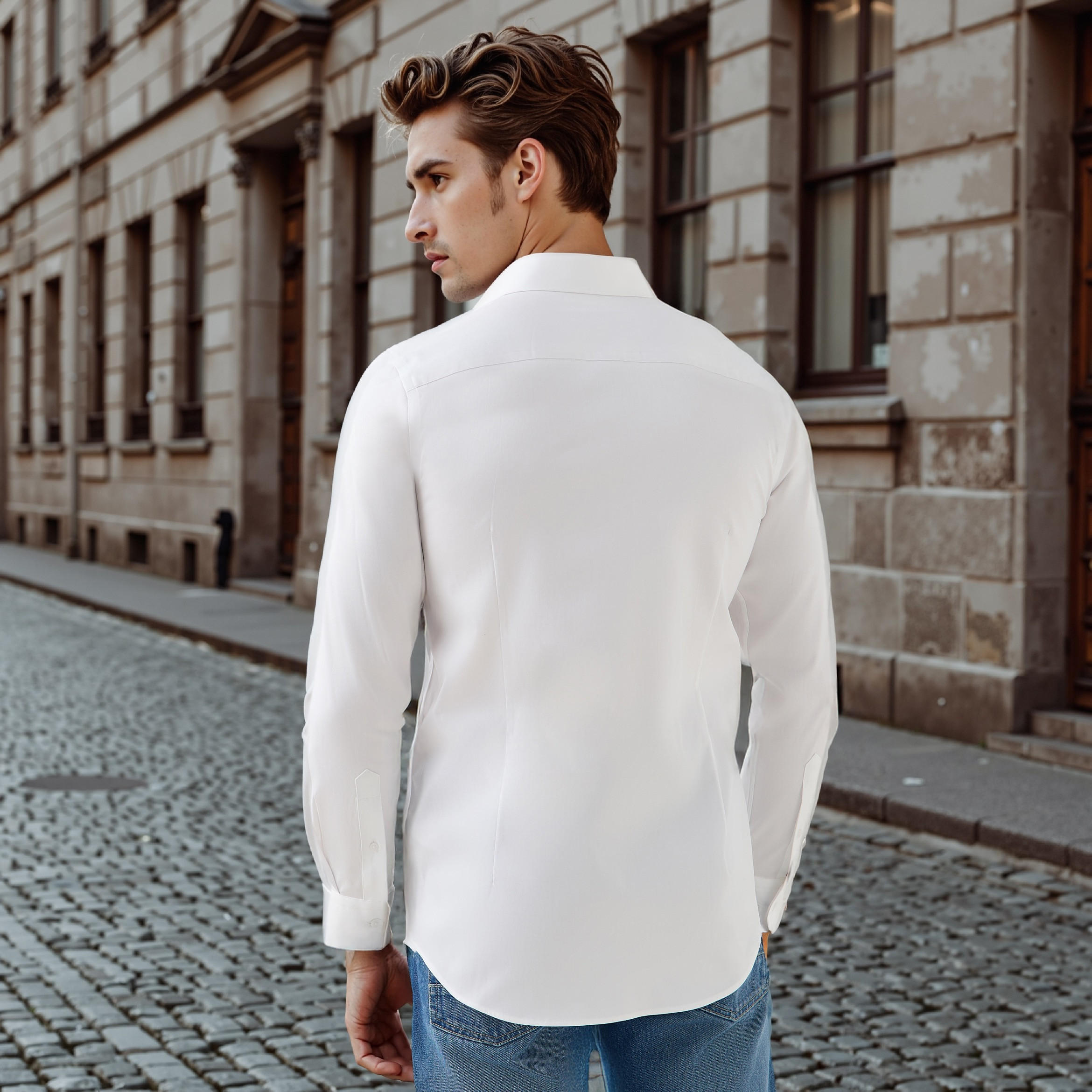 قميص بقصّة عادية وأكمام طويلة وتفاصيل الشعار من إمبيرور-men-clothing-shirts-image-3