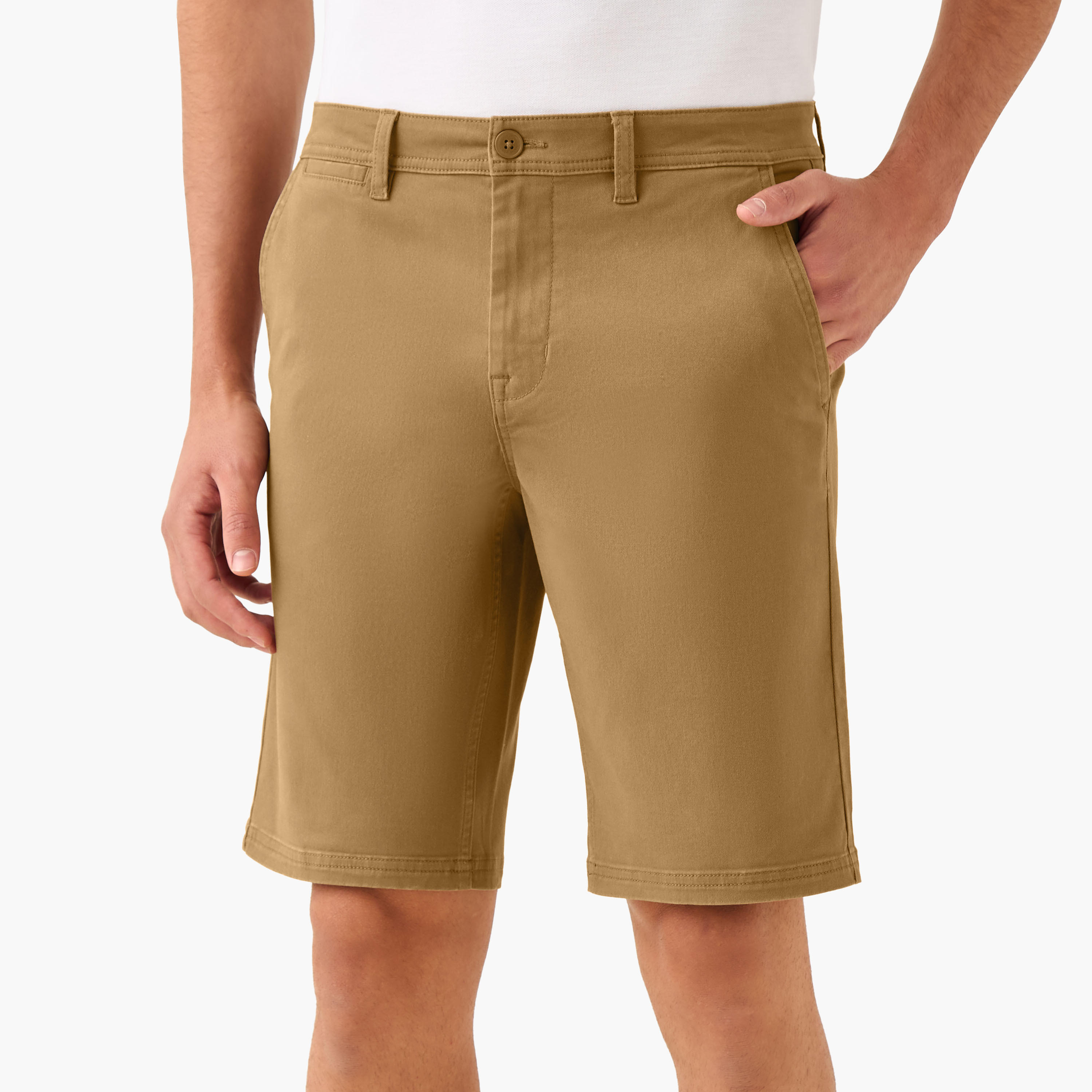 Regular Fit Mid-Rise Shorts with Button Closure and Pockets-men-clothing-bottoms-shorts-image-1