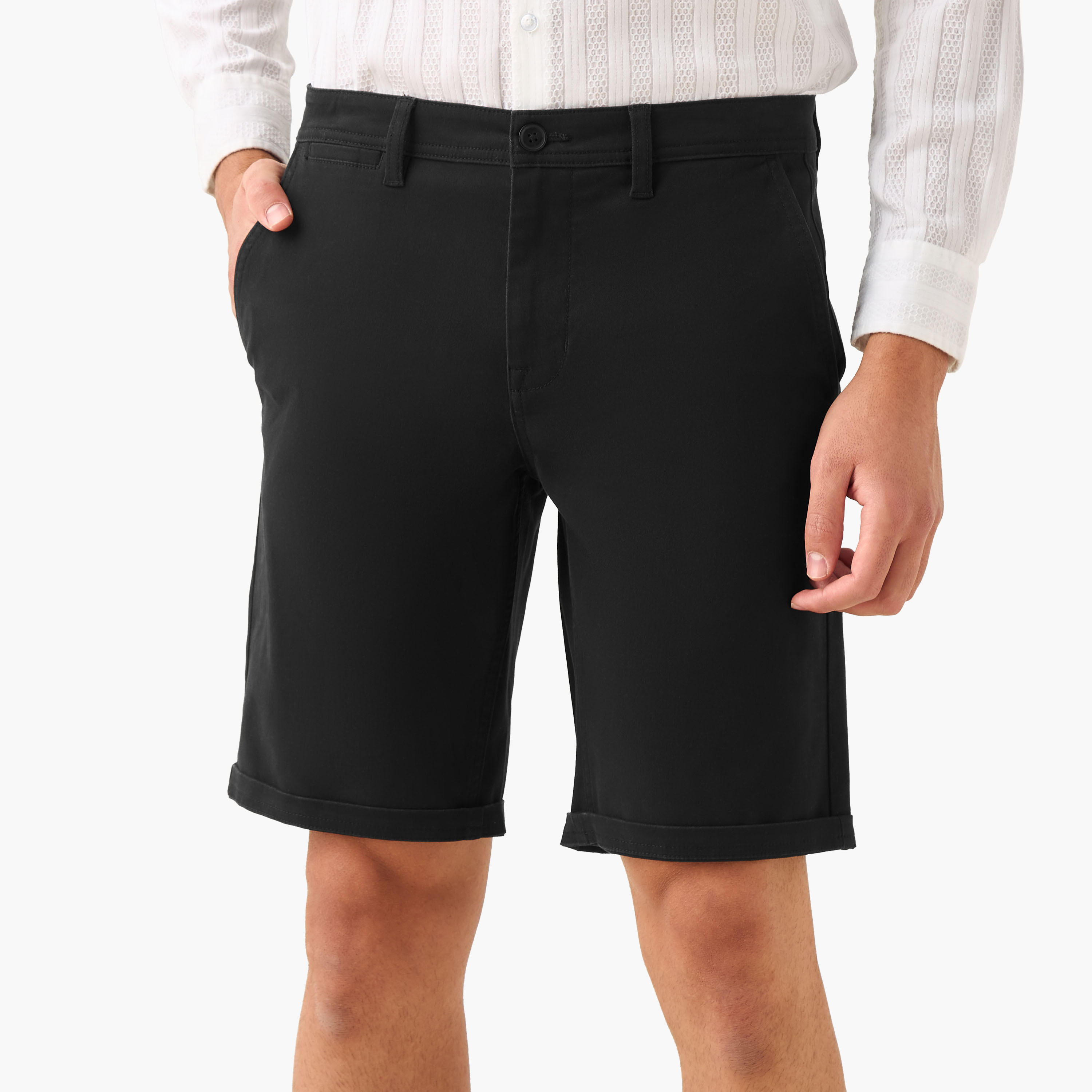 Regular Fit Mid-Rise Shorts with Button Closure and Pockets-men-clothing-bottoms-shorts-image-1