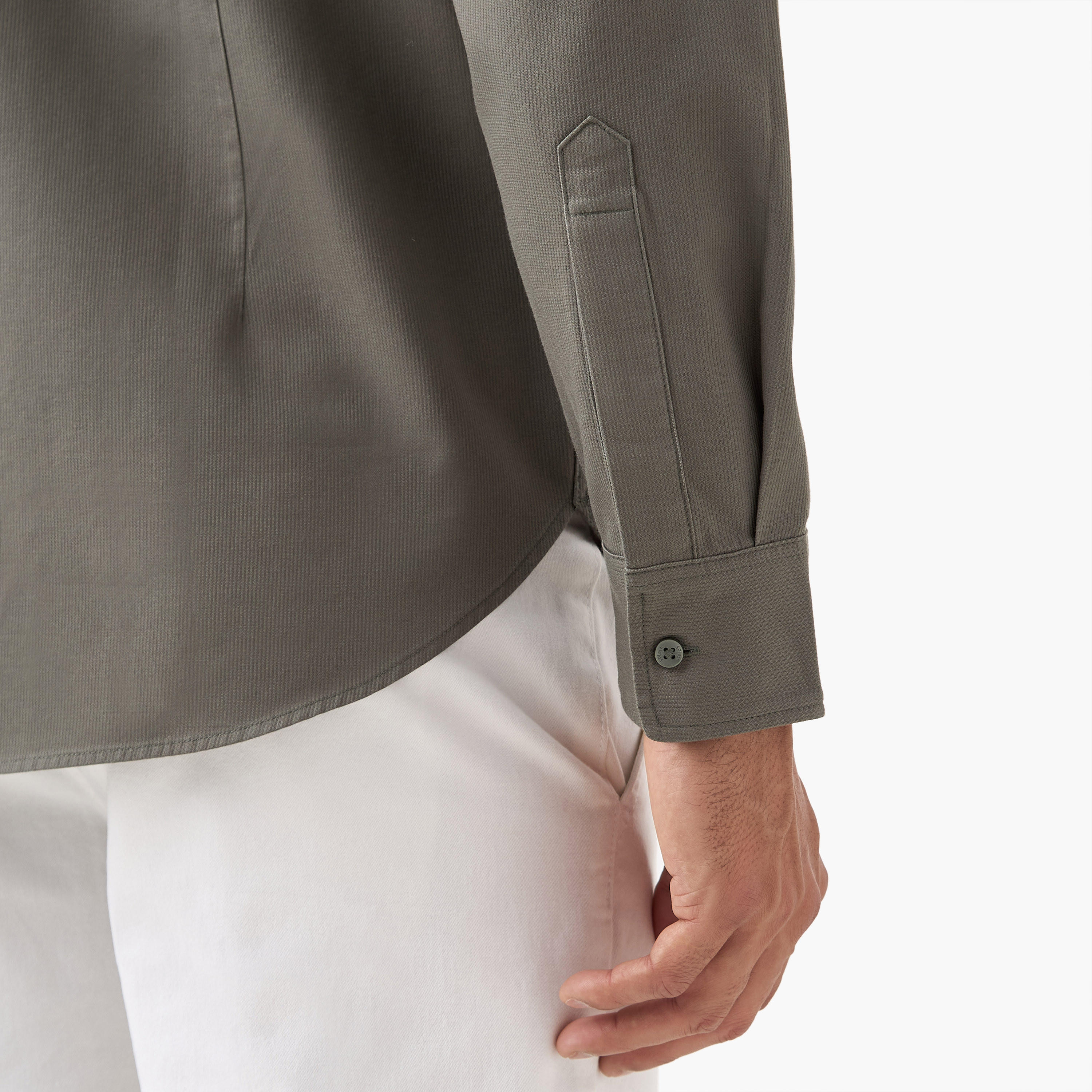 Regular Fit Mandarin Collar Shirt with Long Sleeves-men-clothing-shirts-image-5