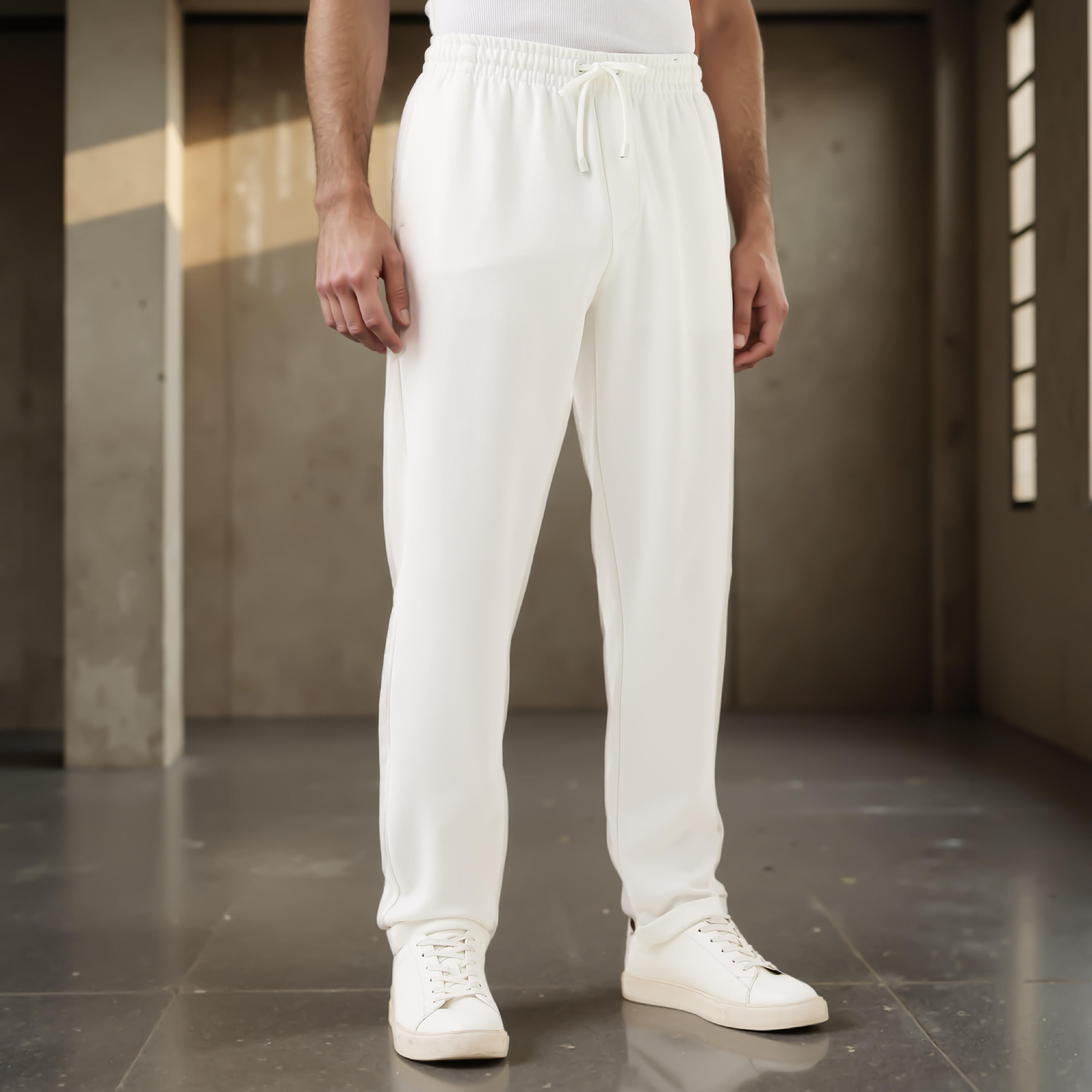 بنطلون بيكيه بقصّة سليم وخصر مطاطي وجيوب-men-clothing-bottoms-joggers-image-1