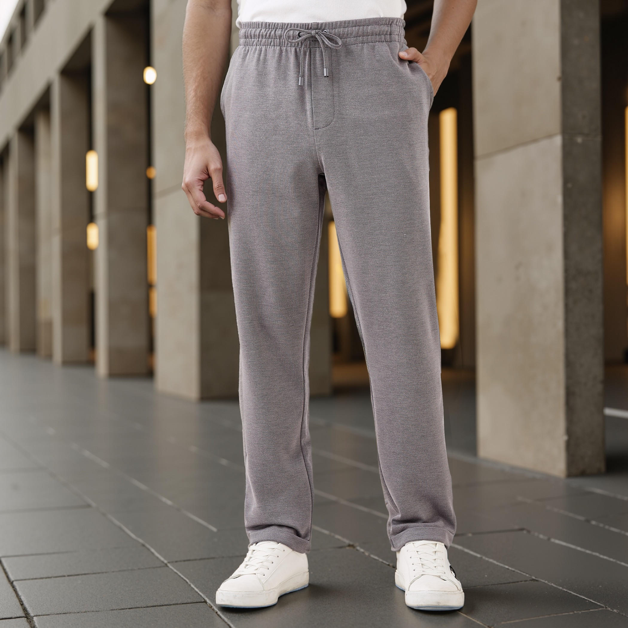 Slim Fit Pique Flexi Waist Pants with Pockets-men-clothing-bottoms-joggers-image-1