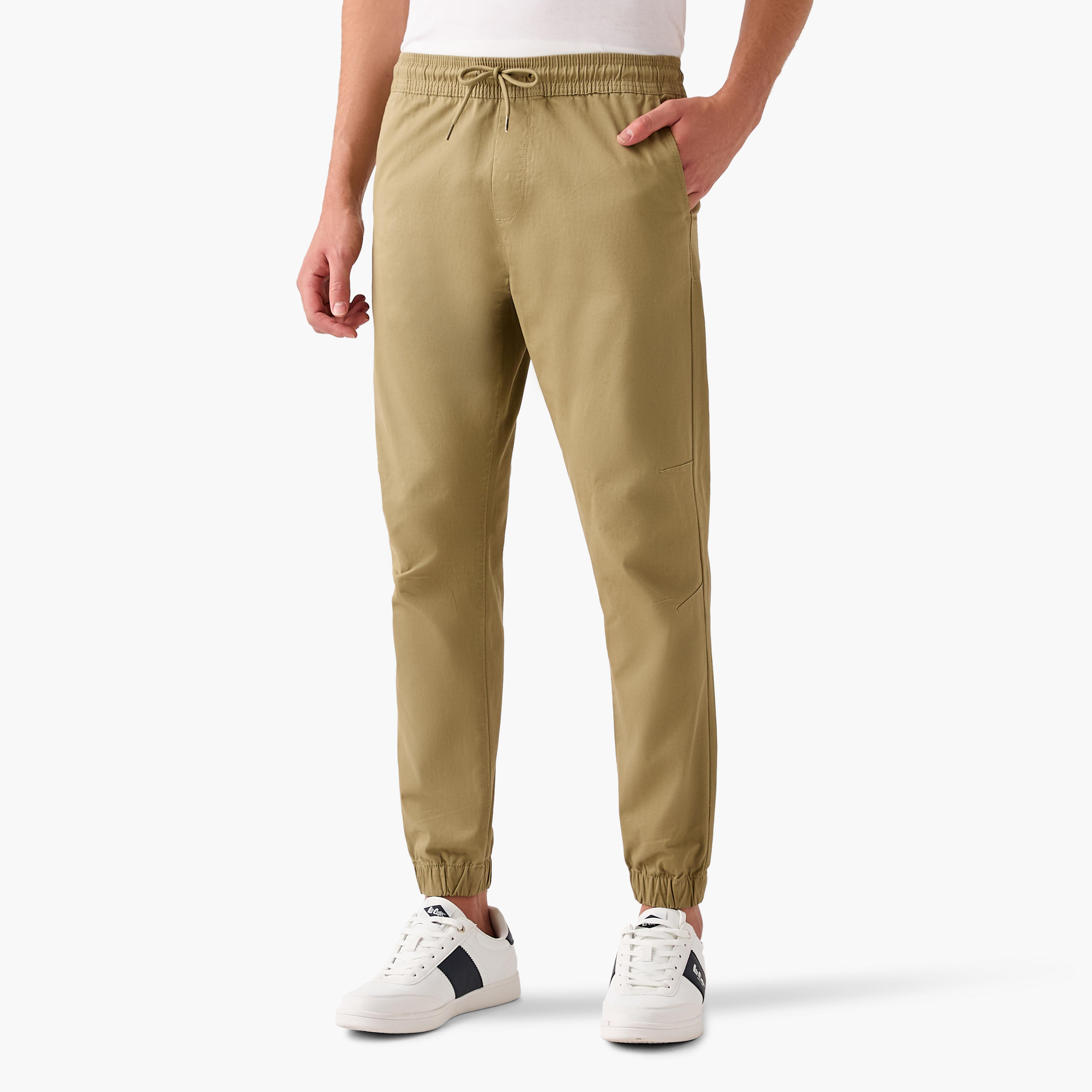 Slim Fit Flexi Waist Joggers with Pockets-men-clothing-bottoms-joggers-image-1