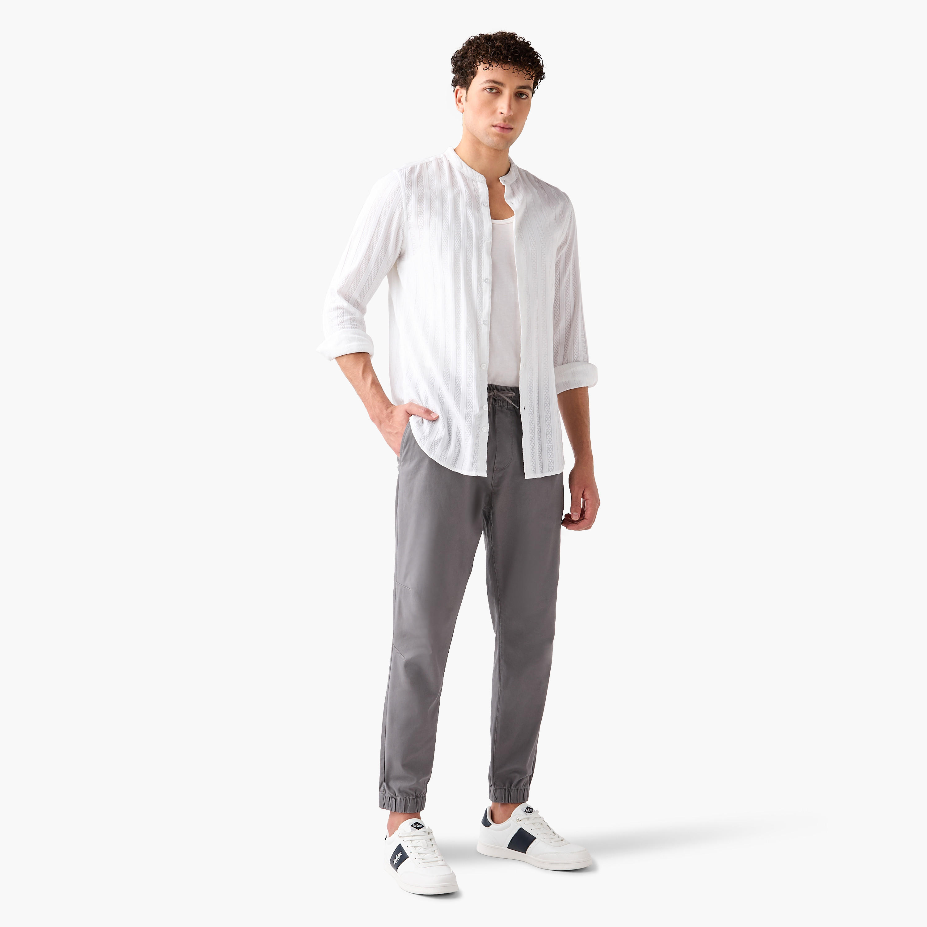 Slim Fit Flexi Waist Joggers with Pockets-men-clothing-bottoms-joggers-image-2