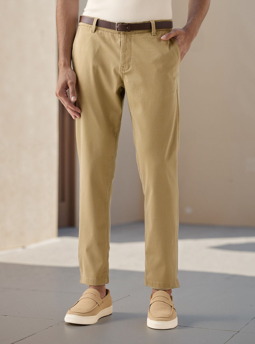 Slim Fit Belted Chinos with Pockets-men-clothing-bottoms-trousersandchinos-chinos-image-1