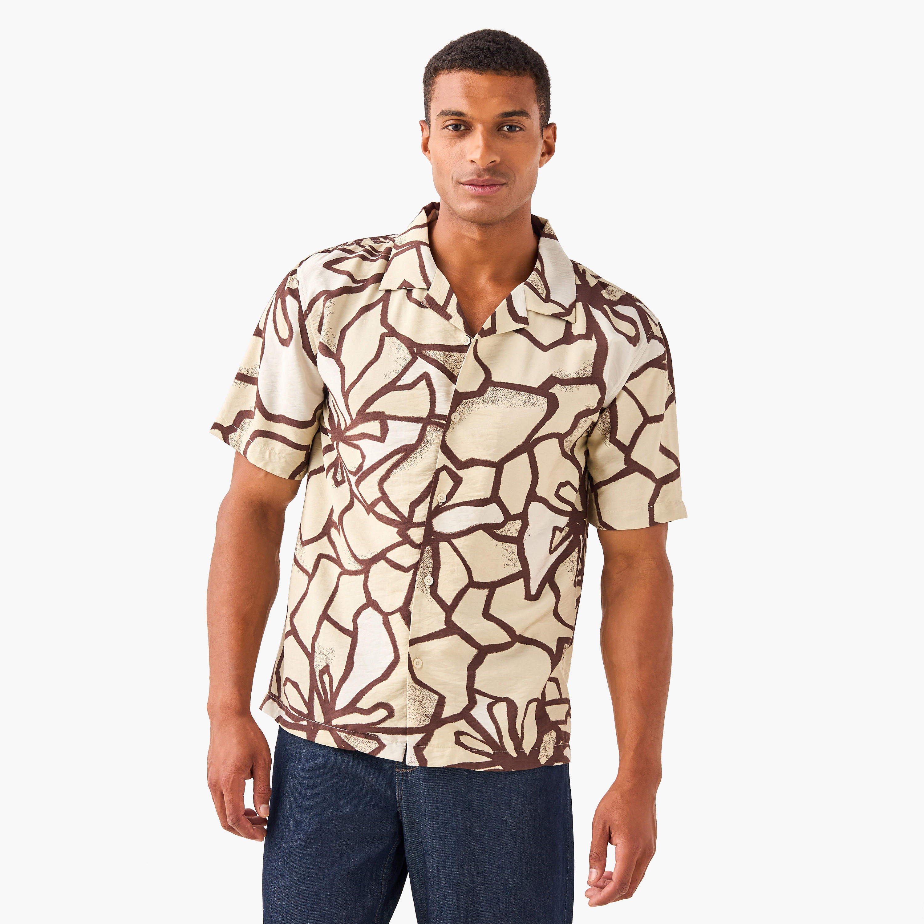 Regular Fit Printed Collared Resort Shirt-men-clothing-shirts-image-1
