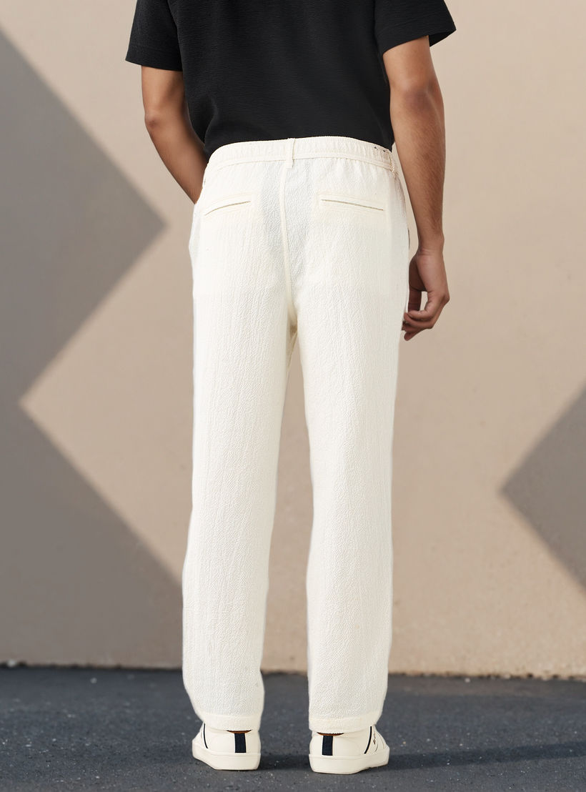 Regular Fit Textured Linen Blend Flexi Waist Trousers-men-clothing-bottoms-trousersandchinos-trousers-image-3
