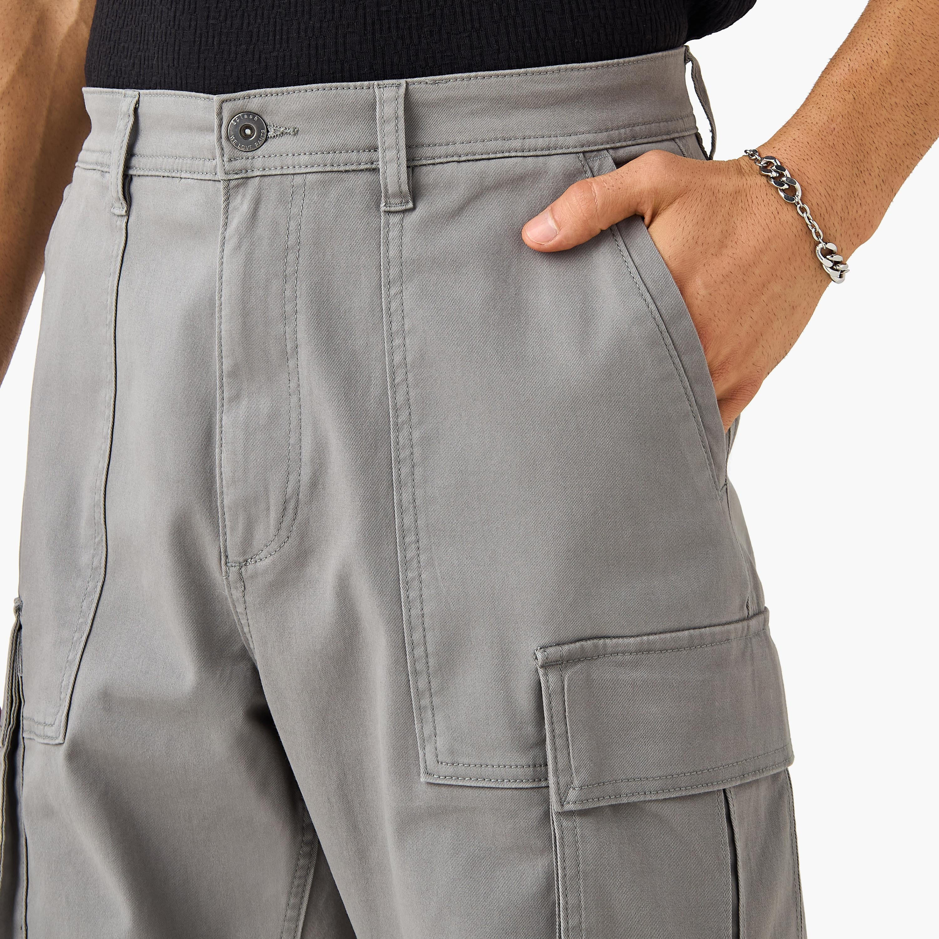 بنطلون كارجو تويل بقصة عادية وجيوب-men-clothing-bottoms-trousersandchinos-trousers-image-3