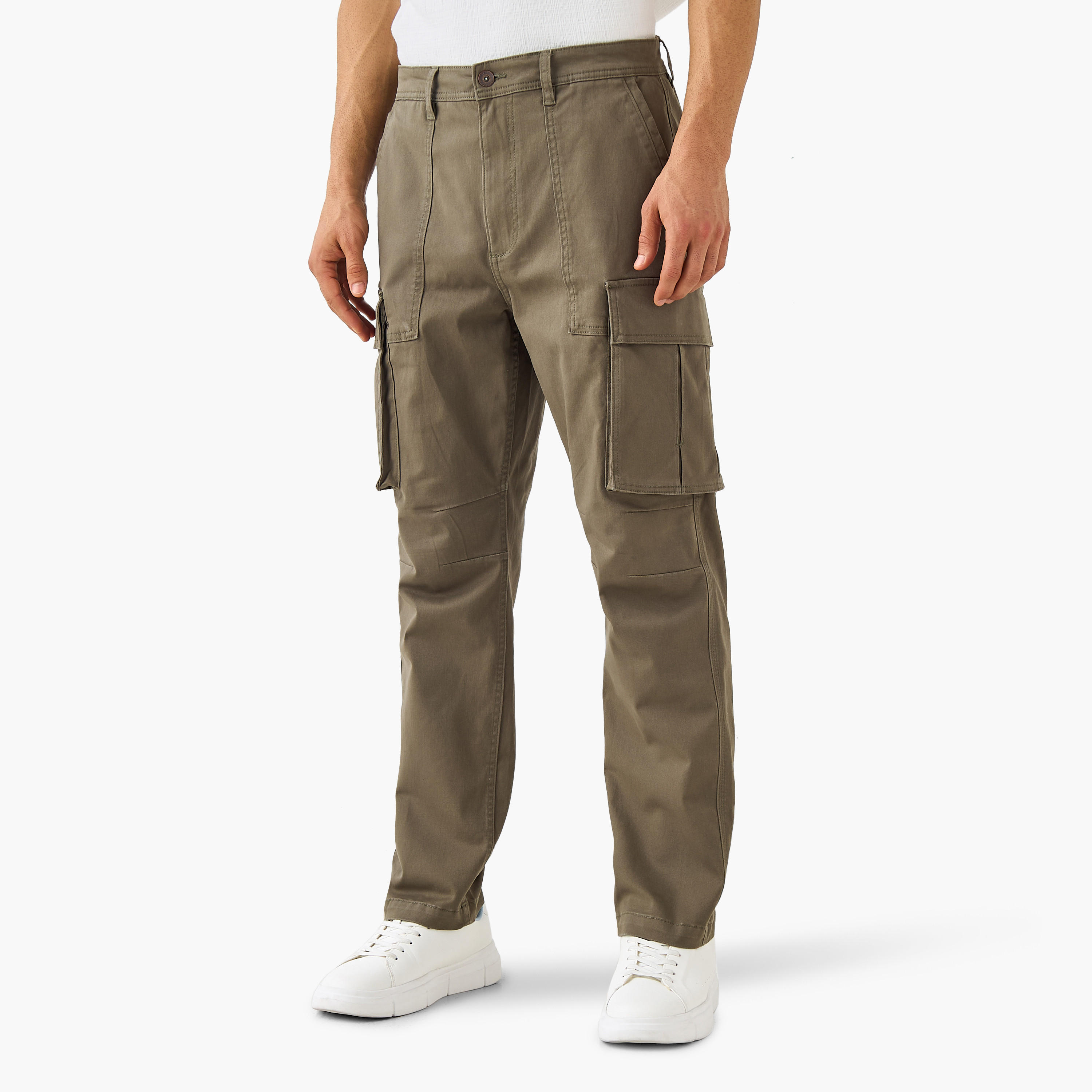 Regular Fit Twill Cargo Pants with Pockets-men-clothing-bottoms-trousersandchinos-trousers-image-1