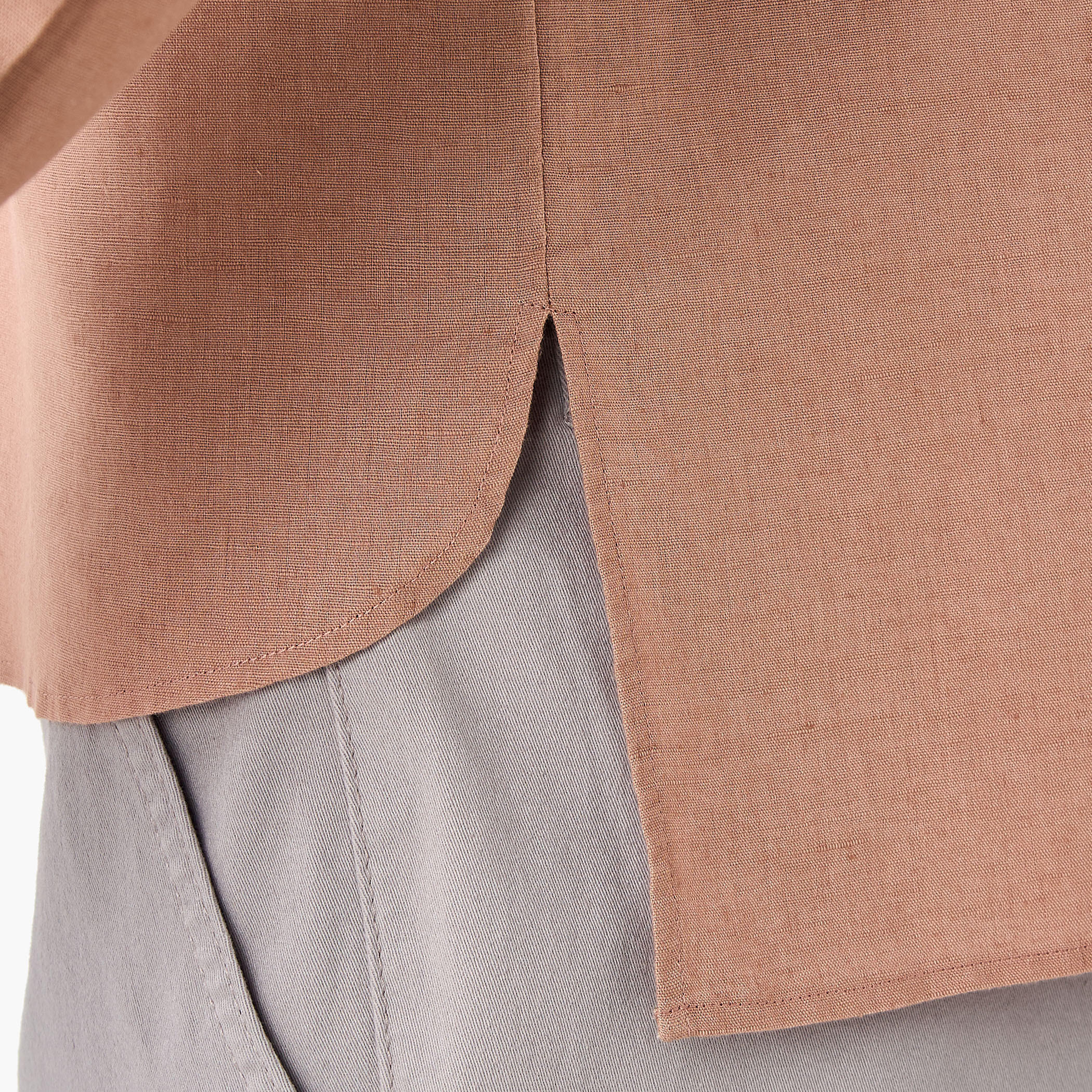 Regular Fit Mandarin Collar Linen Blend Shirt-men-clothing-shirts-image-6