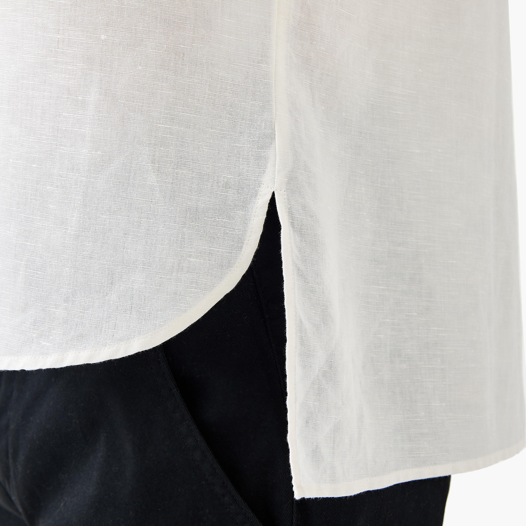 Regular Fit Mandarin Collar Linen Blend Shirt-men-clothing-shirts-image-5