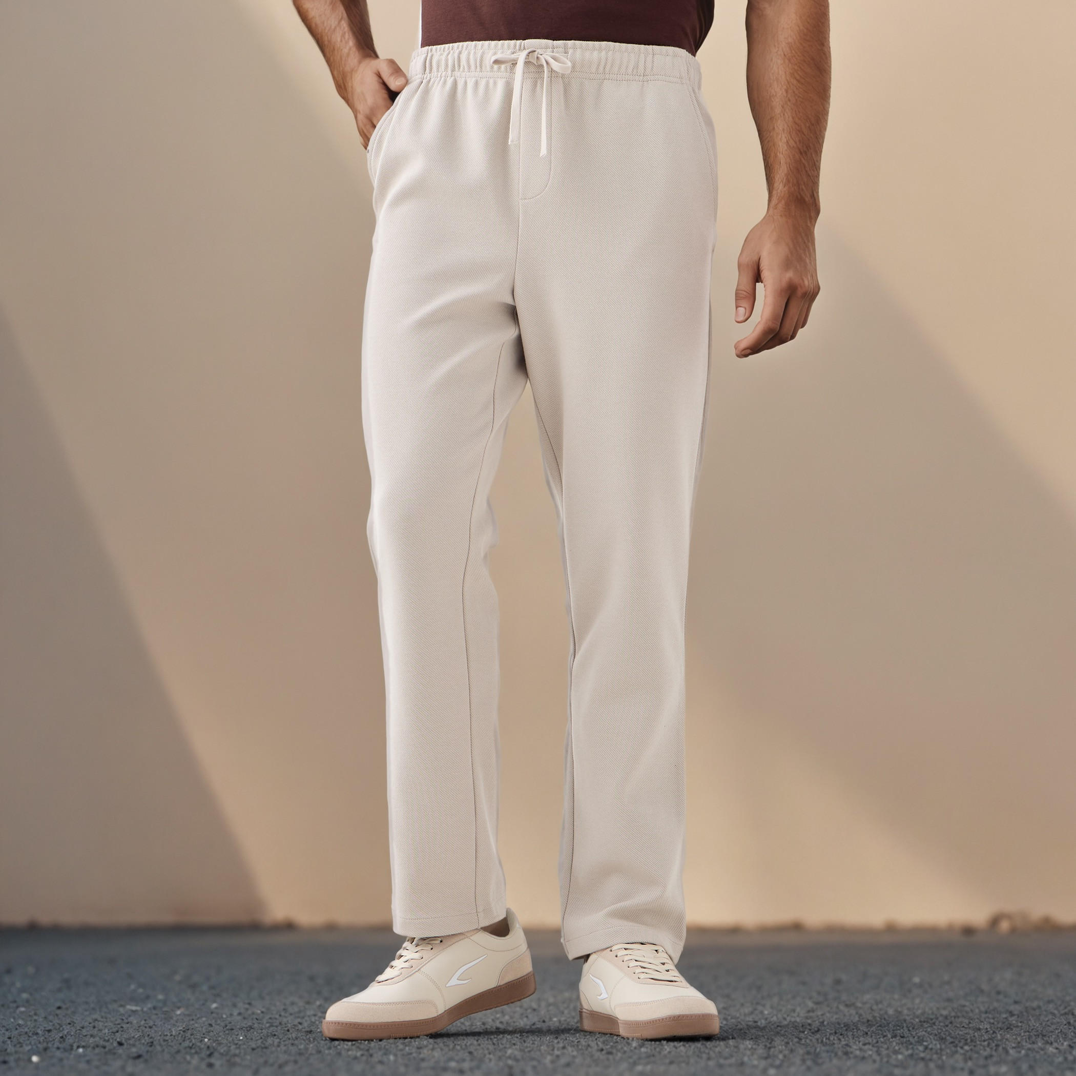 Regular Fit Flexi Waist Pants with Pockets-men-clothing-bottoms-trousersandchinos-trousers-image-1