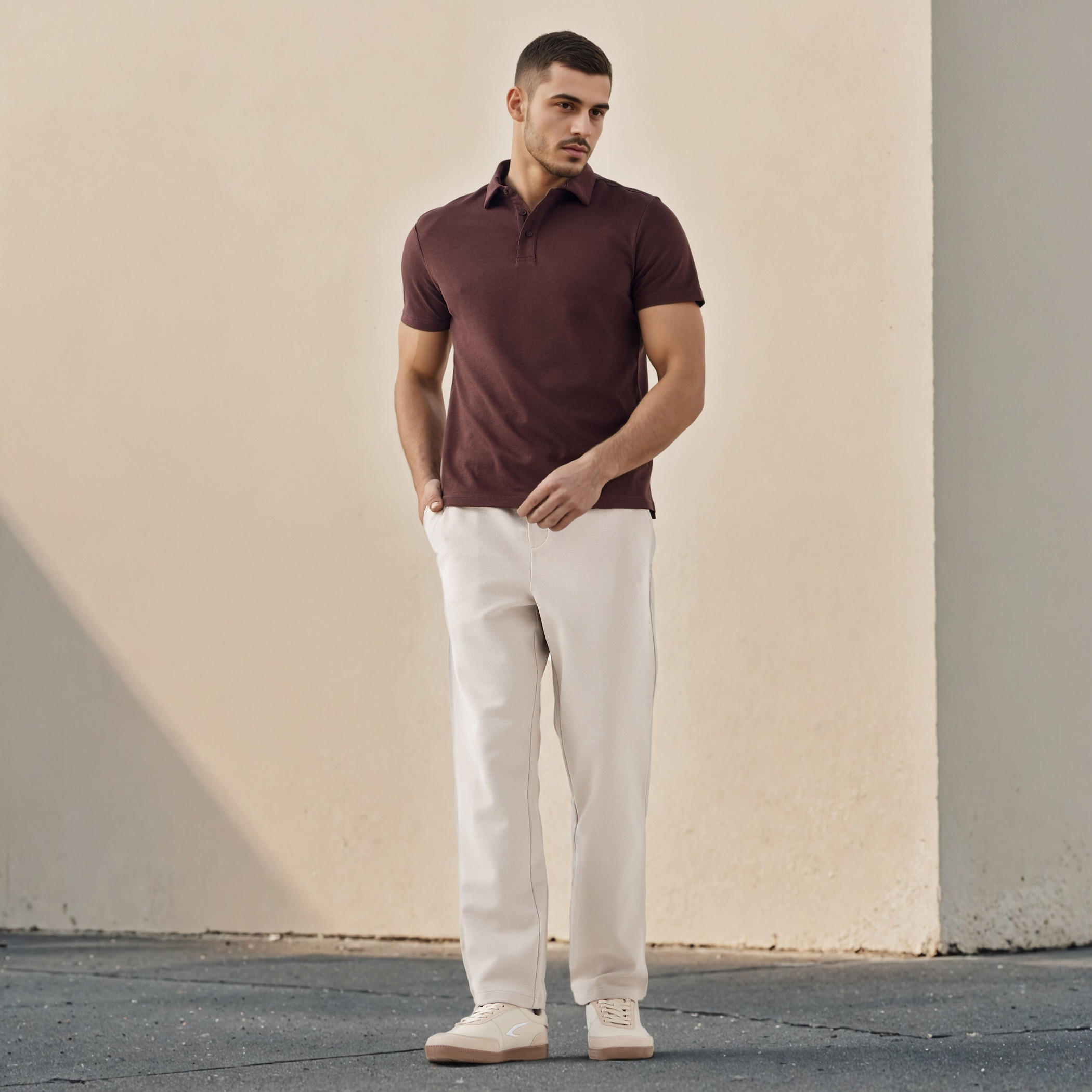 Regular Fit Flexi Waist Pants with Pockets-men-clothing-bottoms-trousersandchinos-trousers-image-2