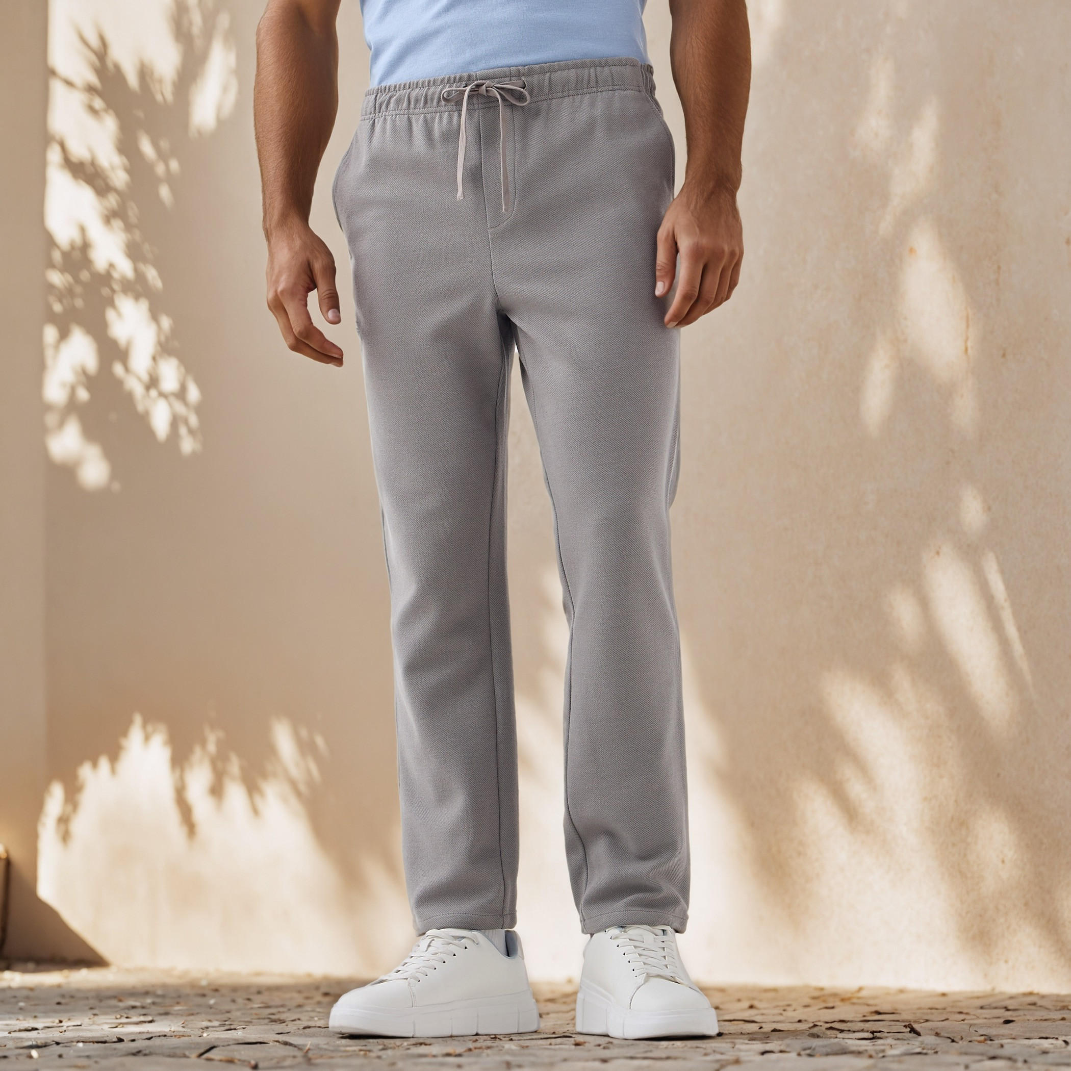 Regular Fit Flexi Waist Pants with Pockets-men-clothing-bottoms-trousersandchinos-trousers-image-1