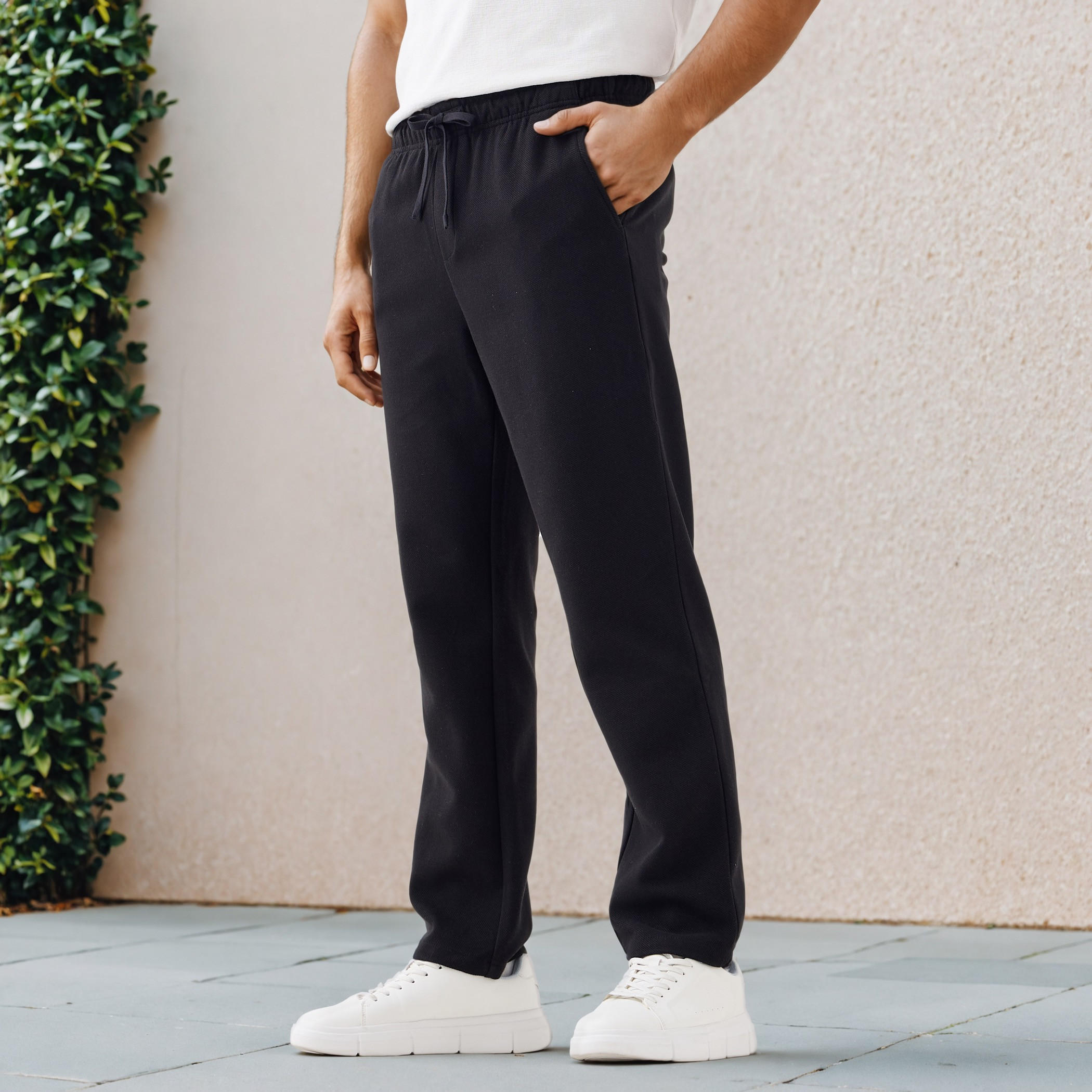 Regular Fit Flexi Waist Pants with Pockets-men-clothing-bottoms-trousersandchinos-trousers-image-1