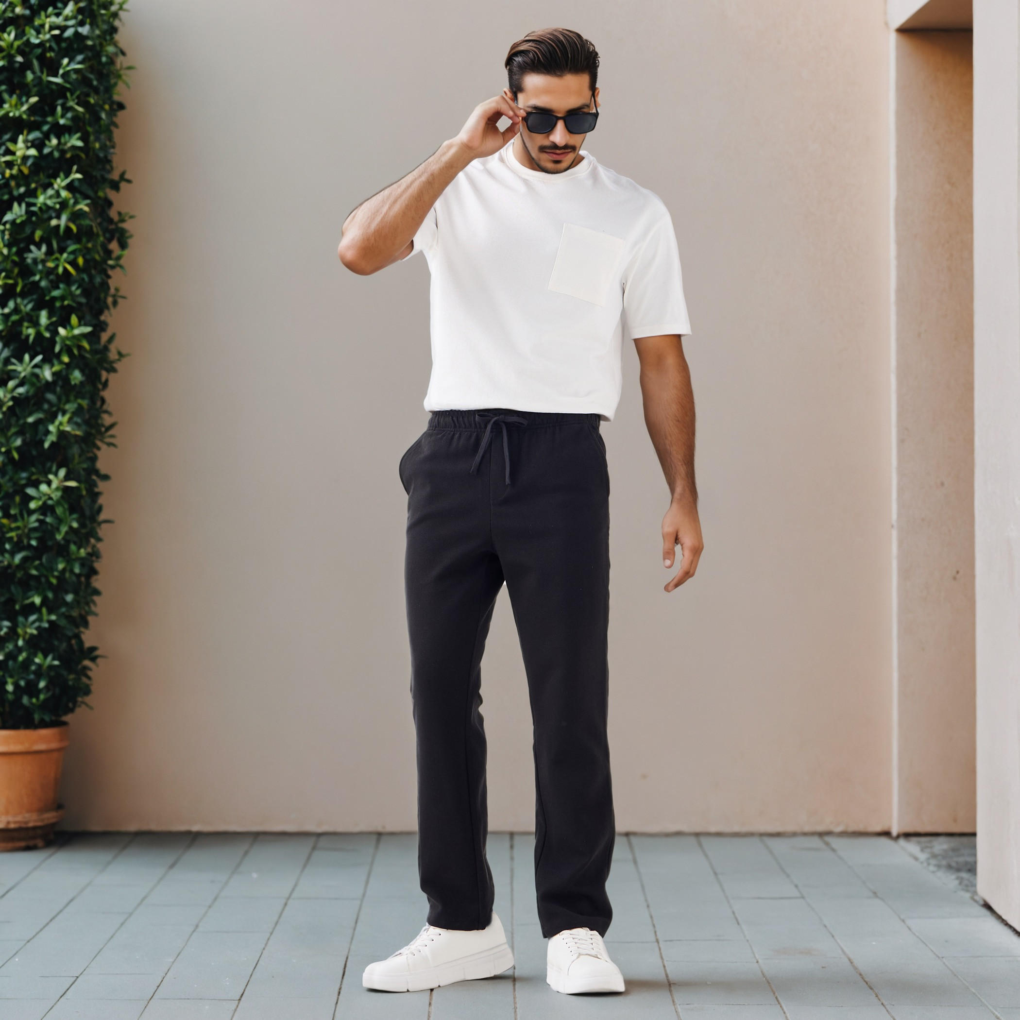 Regular Fit Flexi Waist Pants with Pockets-men-clothing-bottoms-trousersandchinos-trousers-image-2