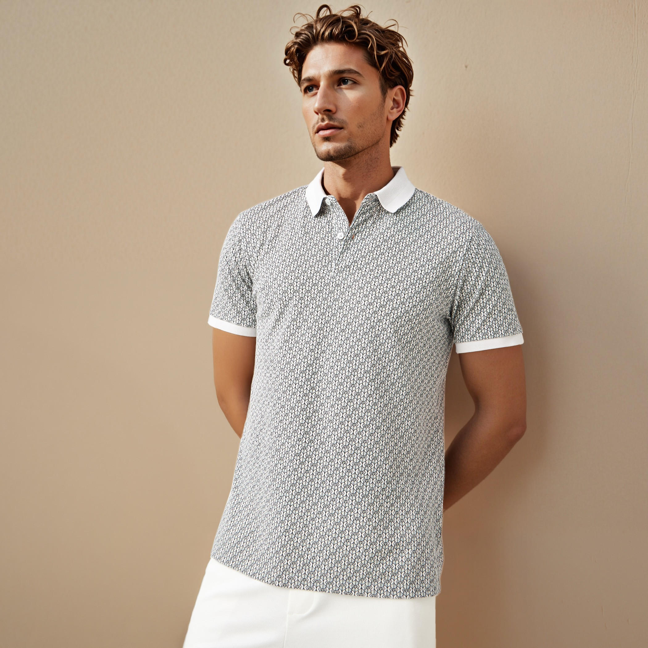 Printed Polo T-shirt with Short Sleeves-men-clothing-tshirtsandpolos-polos-image-1