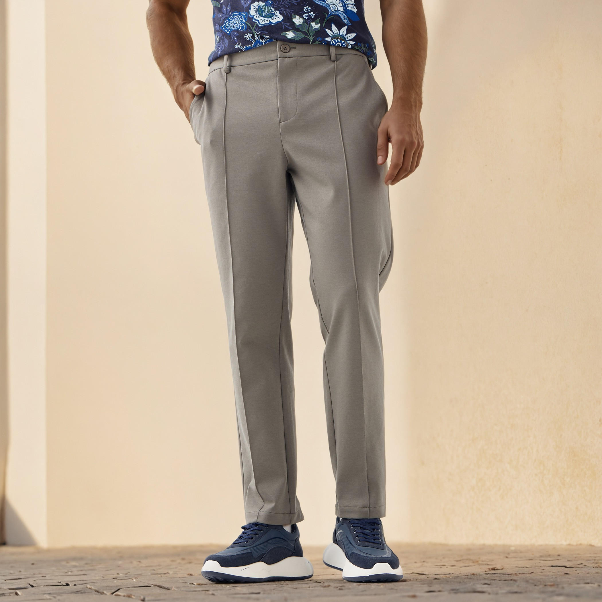 Regular Fit Pants with Flexi Waist and Pockets-men-clothing-bottoms-trousersandchinos-trousers-image-1