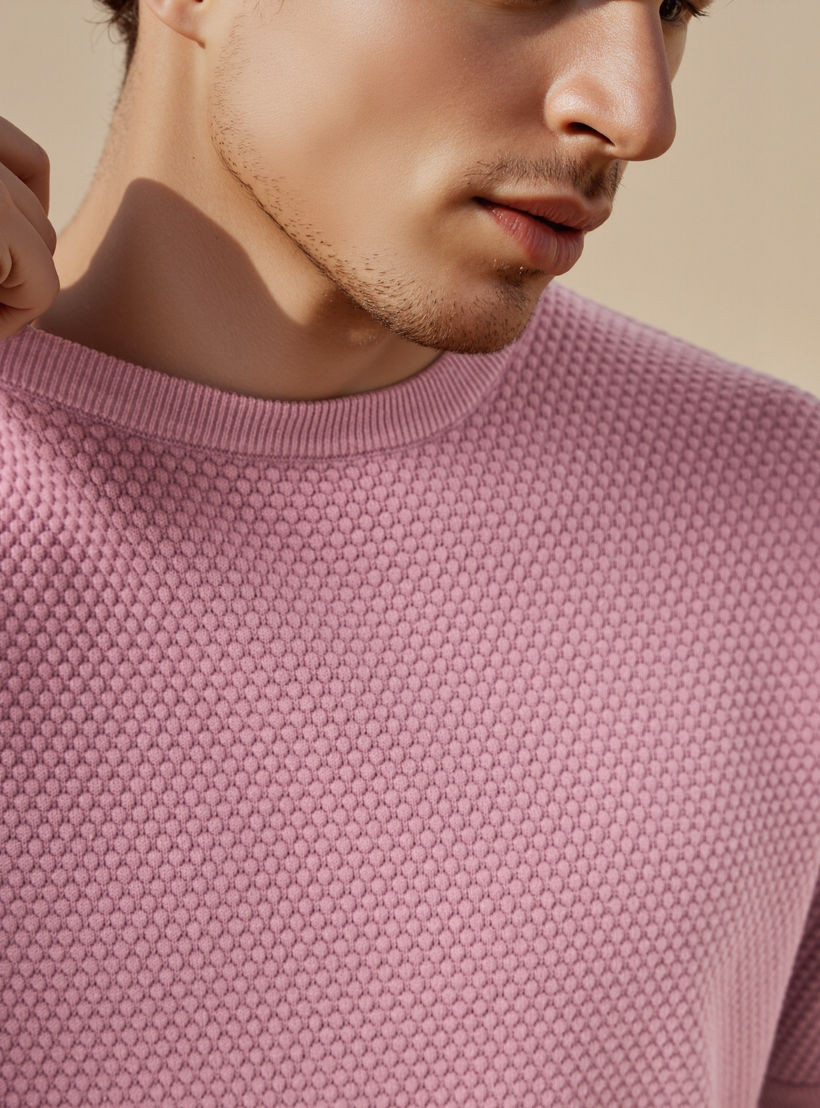 تيشيرت بارز الملمس بياقة ضيقة-men-clothing-tshirtsandpolos-tshirts-image-4
