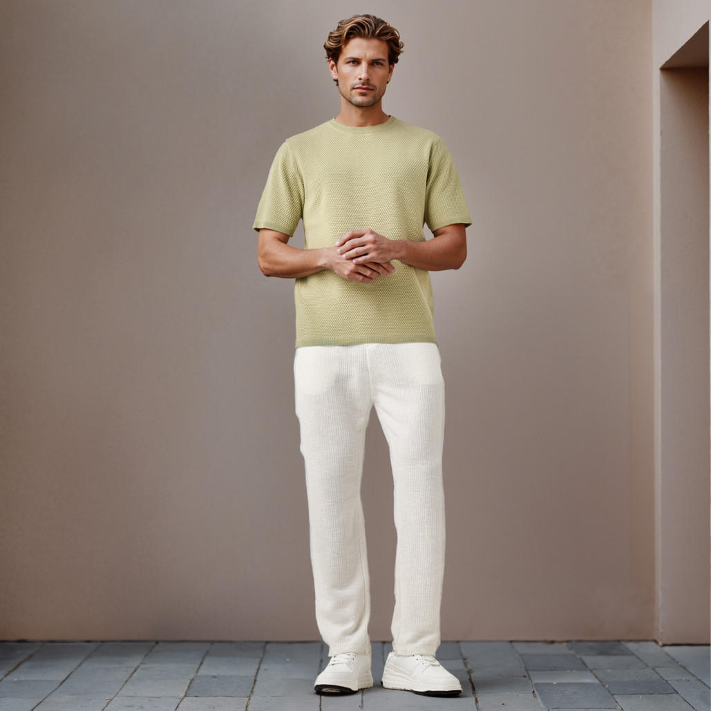 تيشيرت بارز الملمس بياقة ضيقة-men-clothing-tshirtsandpolos-tshirts-image-2