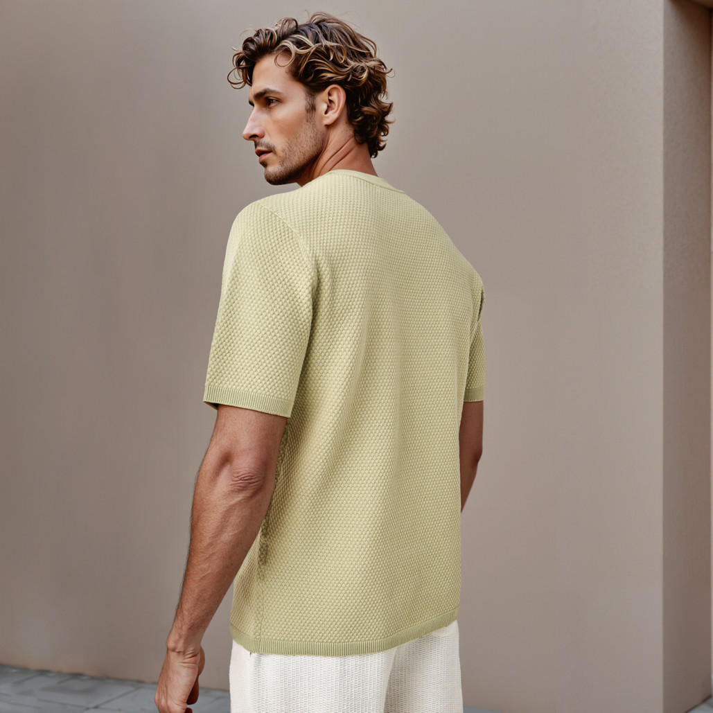 تيشيرت بارز الملمس بياقة ضيقة-men-clothing-tshirtsandpolos-tshirts-image-3