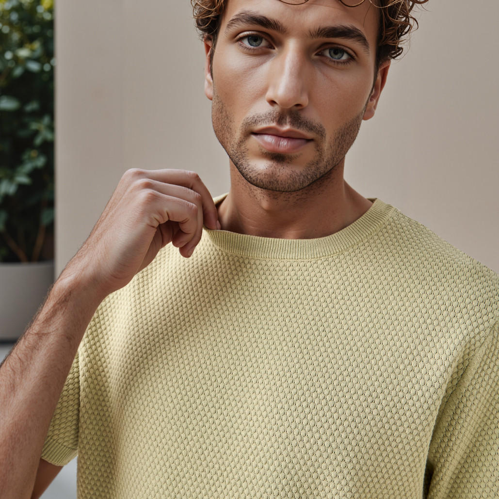تيشيرت بارز الملمس بياقة ضيقة-men-clothing-tshirtsandpolos-tshirts-image-4