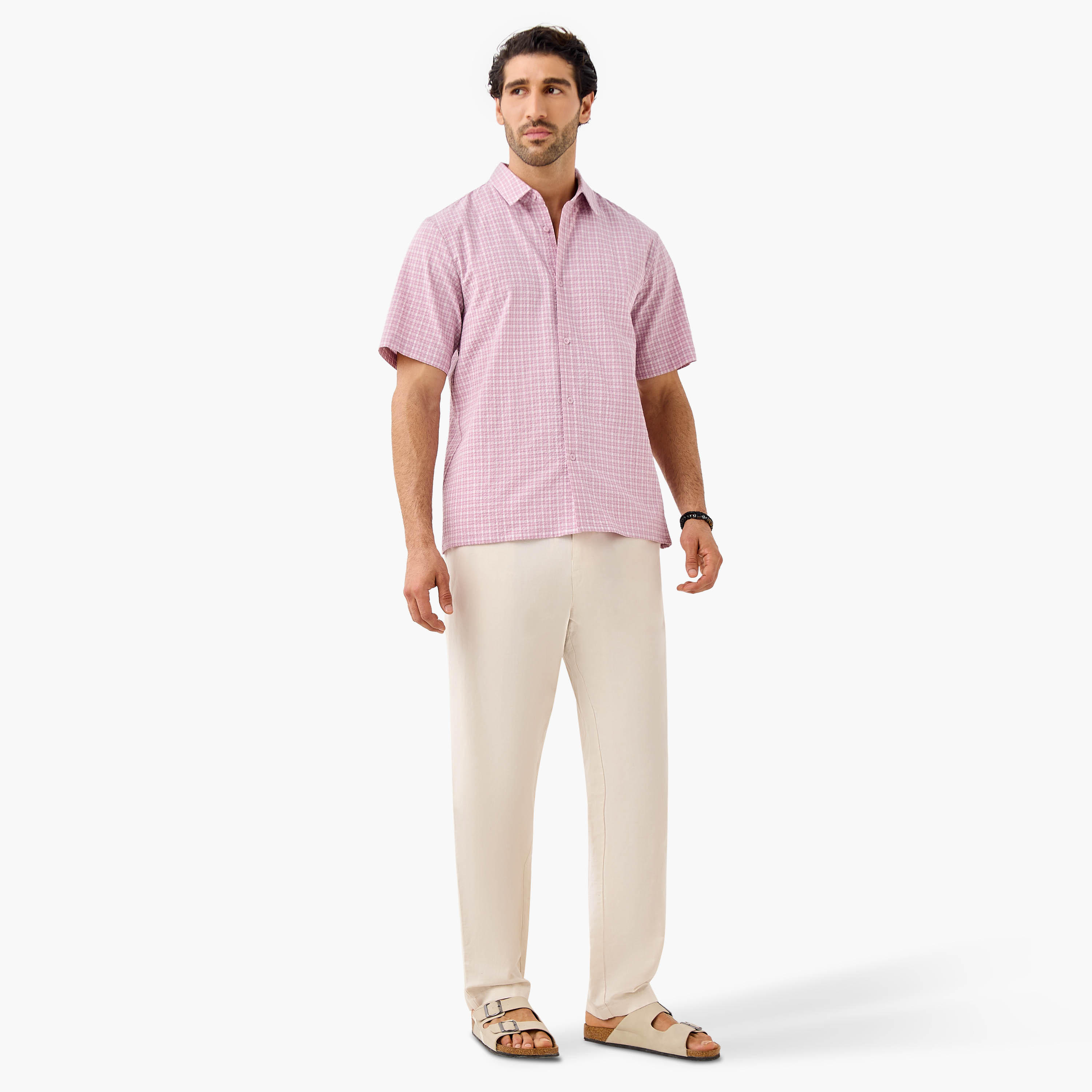 Regular Fit Seersucker Checked Shirt-men-clothing-shirts-image-2
