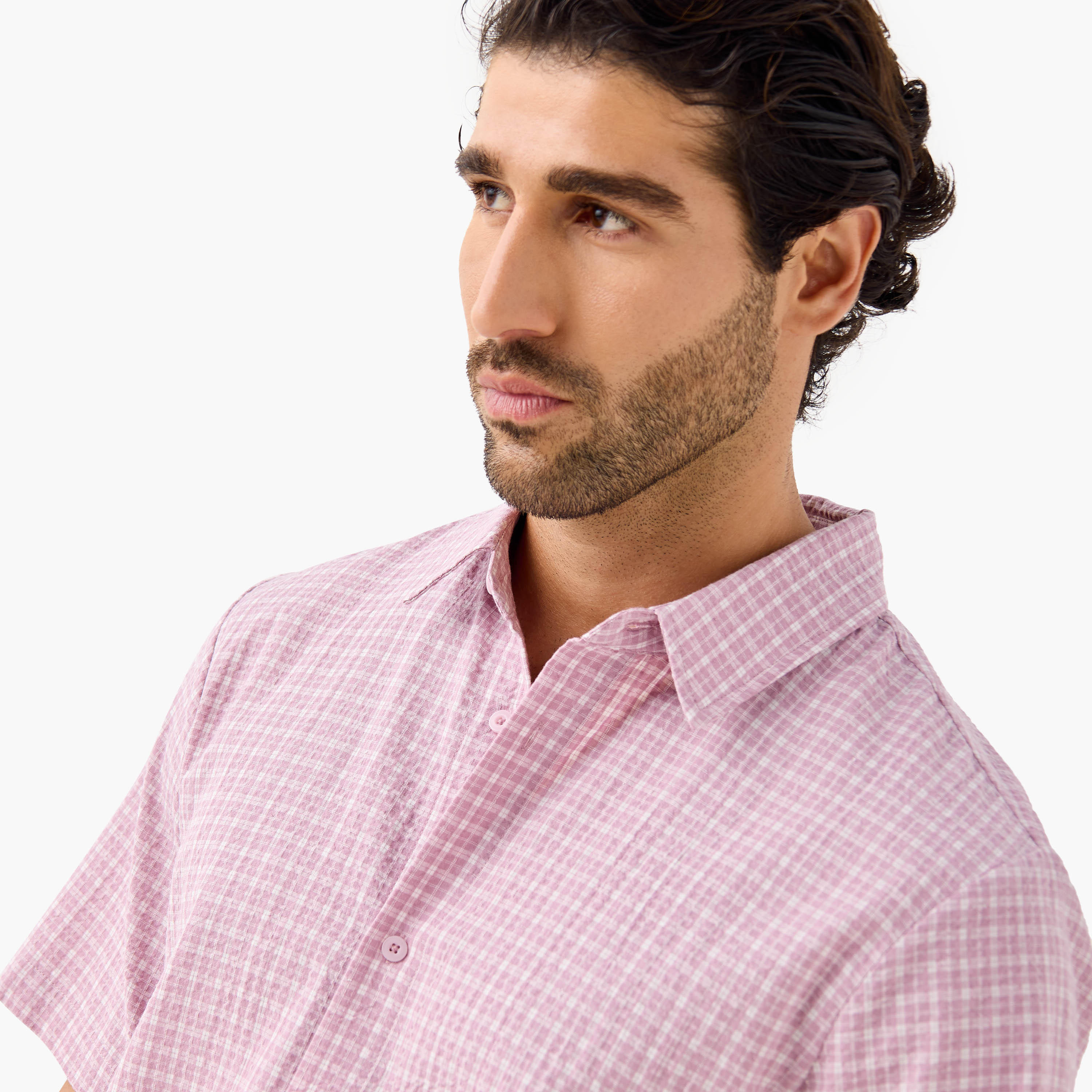 Regular Fit Seersucker Checked Shirt-men-clothing-shirts-image-4