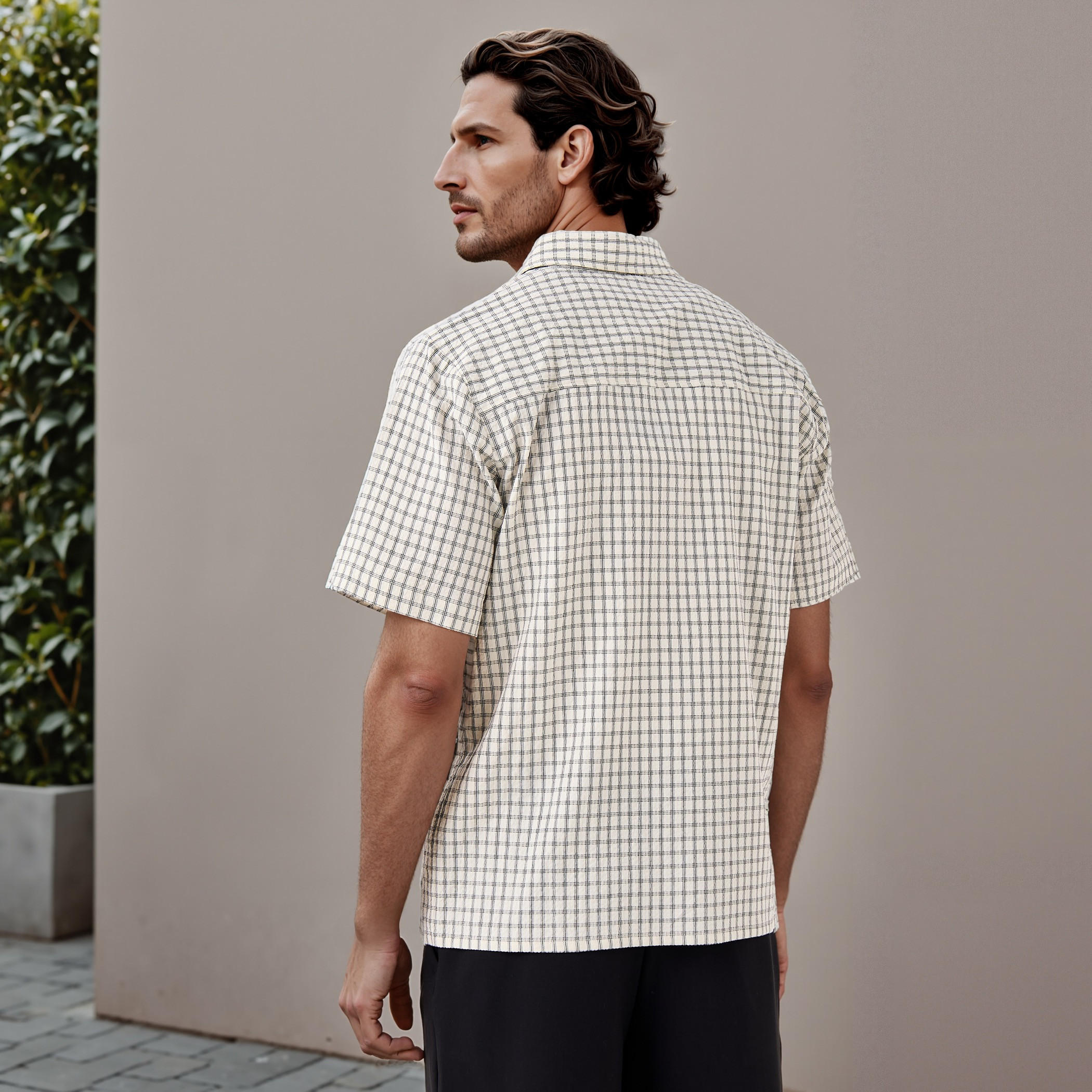 Regular Fit Seersucker Checked Shirt-men-clothing-shirts-image-3