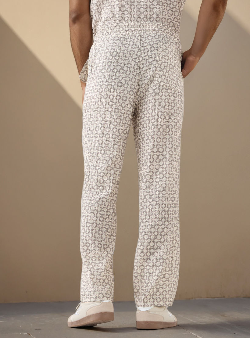 Emperor Regular Fit Linen Blend Pants with Flexi Waist and Pockets-men-clothing-bottoms-trousersandchinos-trousers-image-3