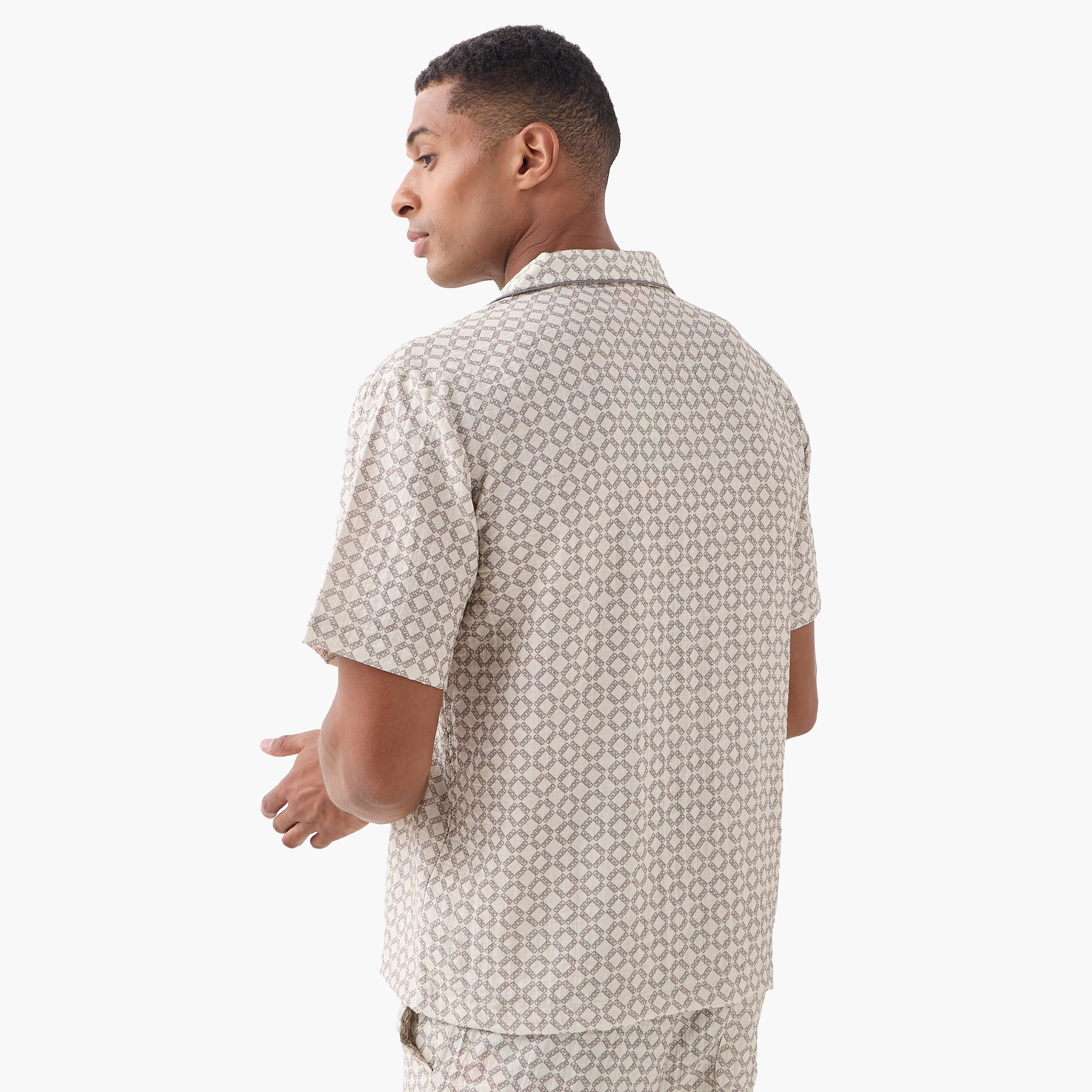 Emperor Regular Fit Printed Linen Blend Shirt with Camp Collar-men-clothing-shirts-image-3