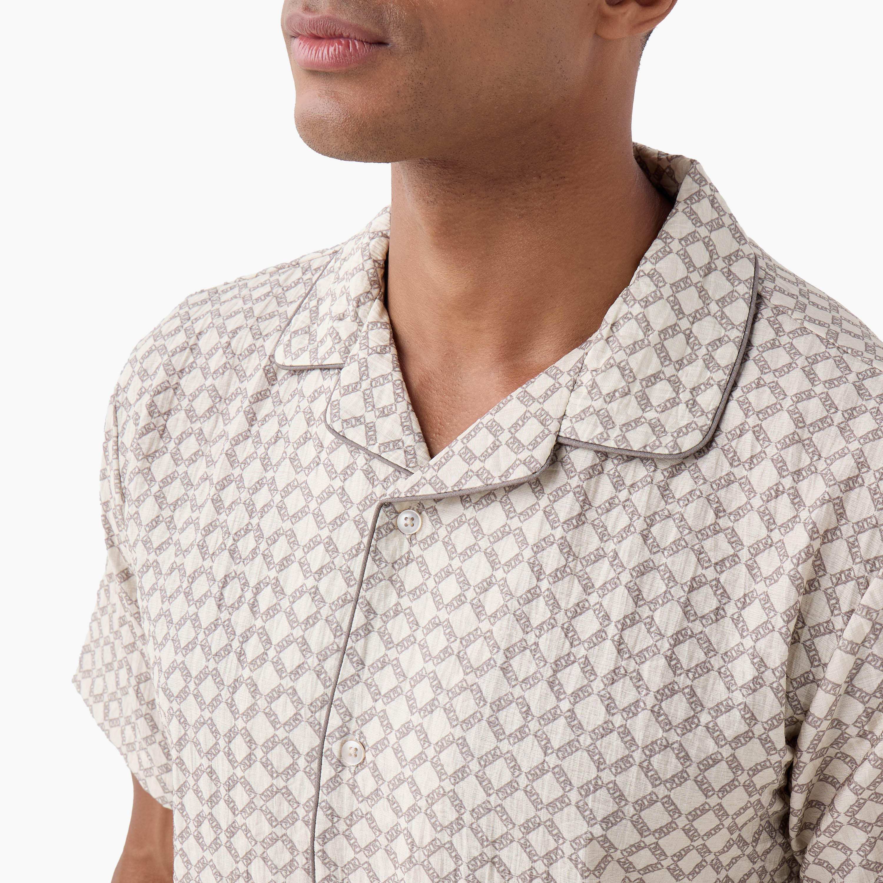 Emperor Regular Fit Printed Linen Blend Shirt with Camp Collar-men-clothing-shirts-image-4