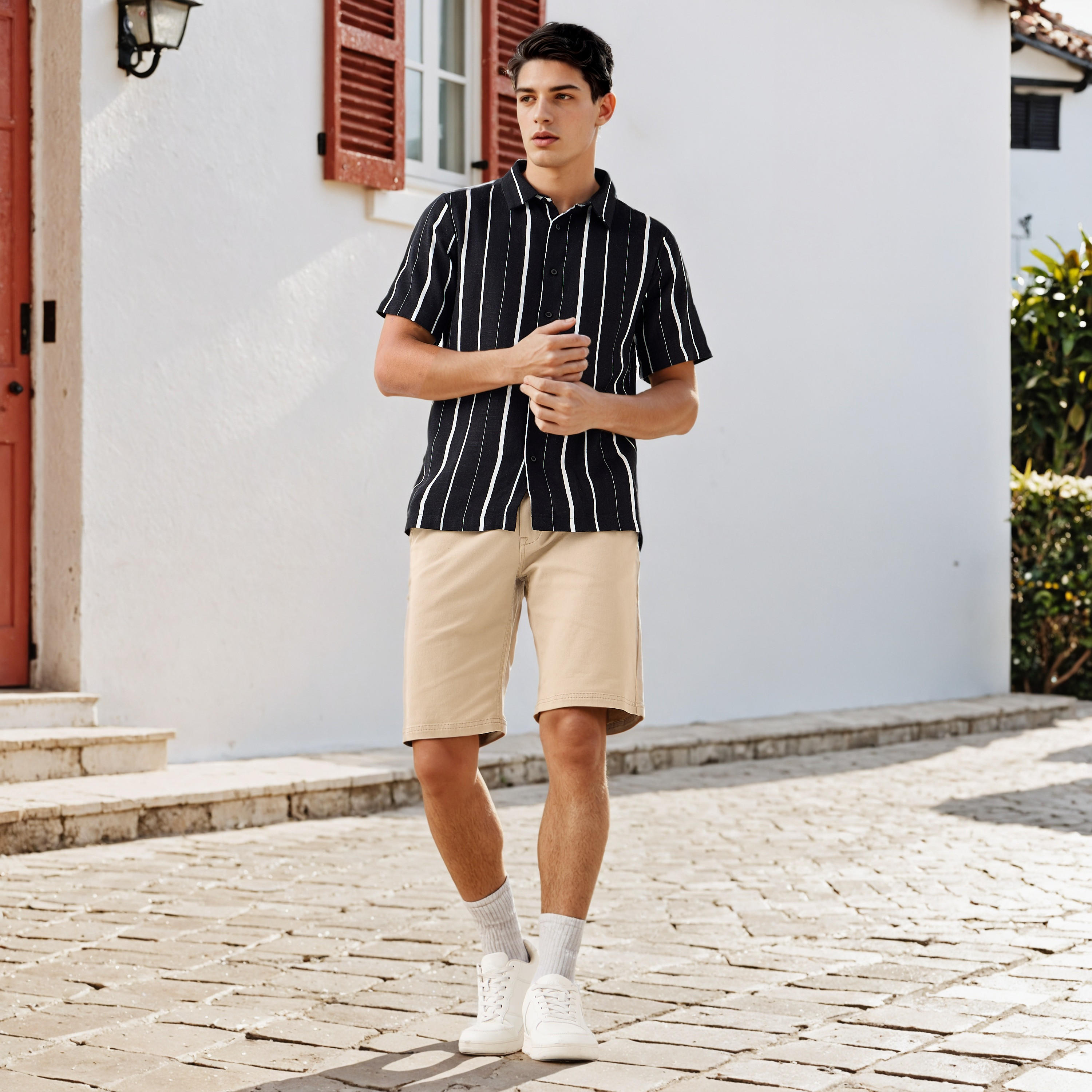 Regular Fit Striped Linen Blend Shirt-men-clothing-shirts-image-2