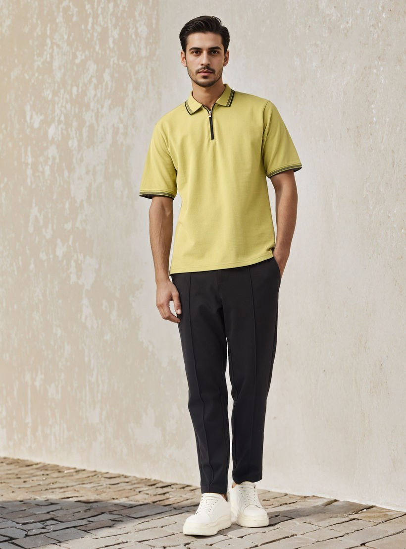 Textured Half Zip Polo T-shirt-men-clothing-tshirtsandpolos-polos-image-2