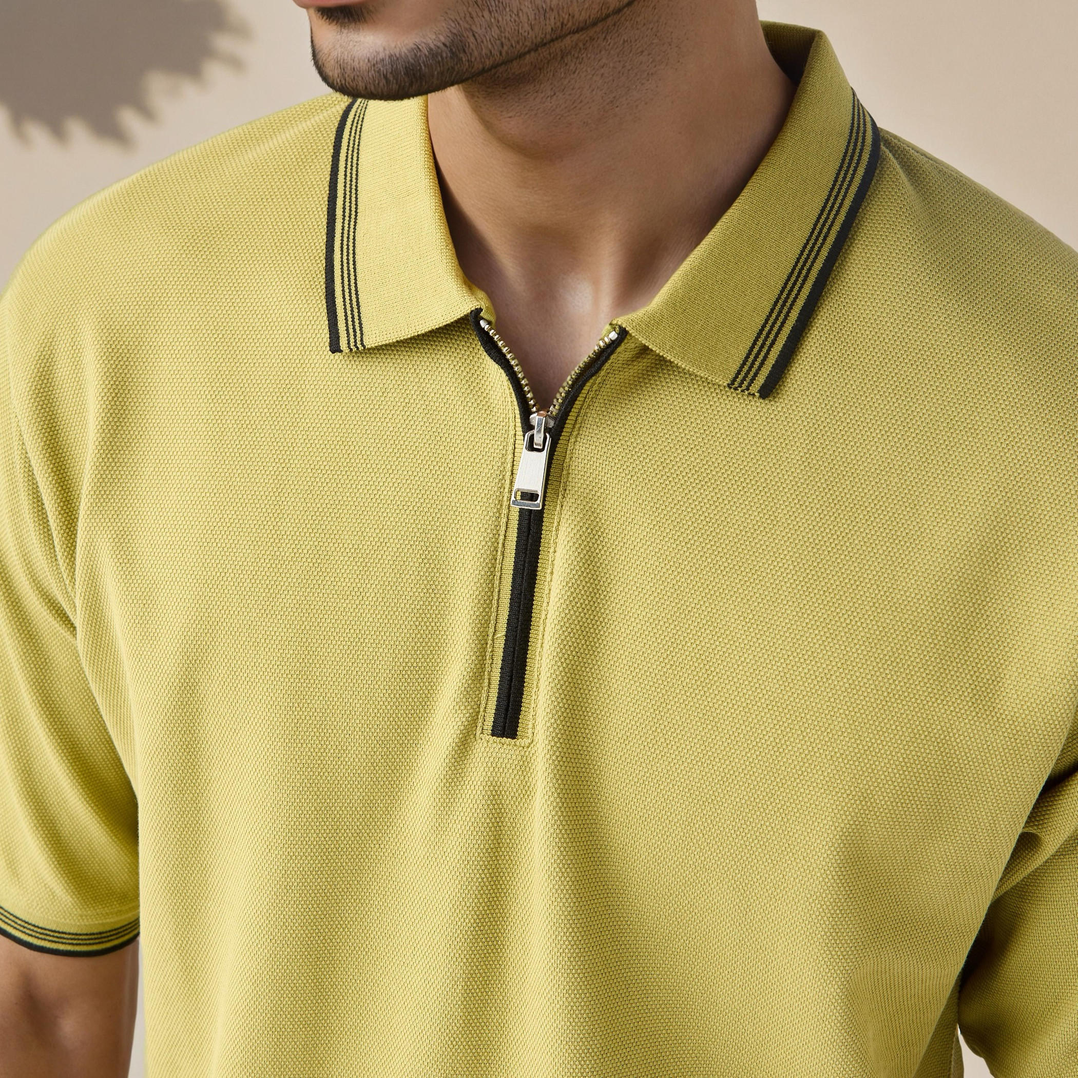 Textured Half Zip Polo T-shirt-men-clothing-tshirtsandpolos-polos-image-4