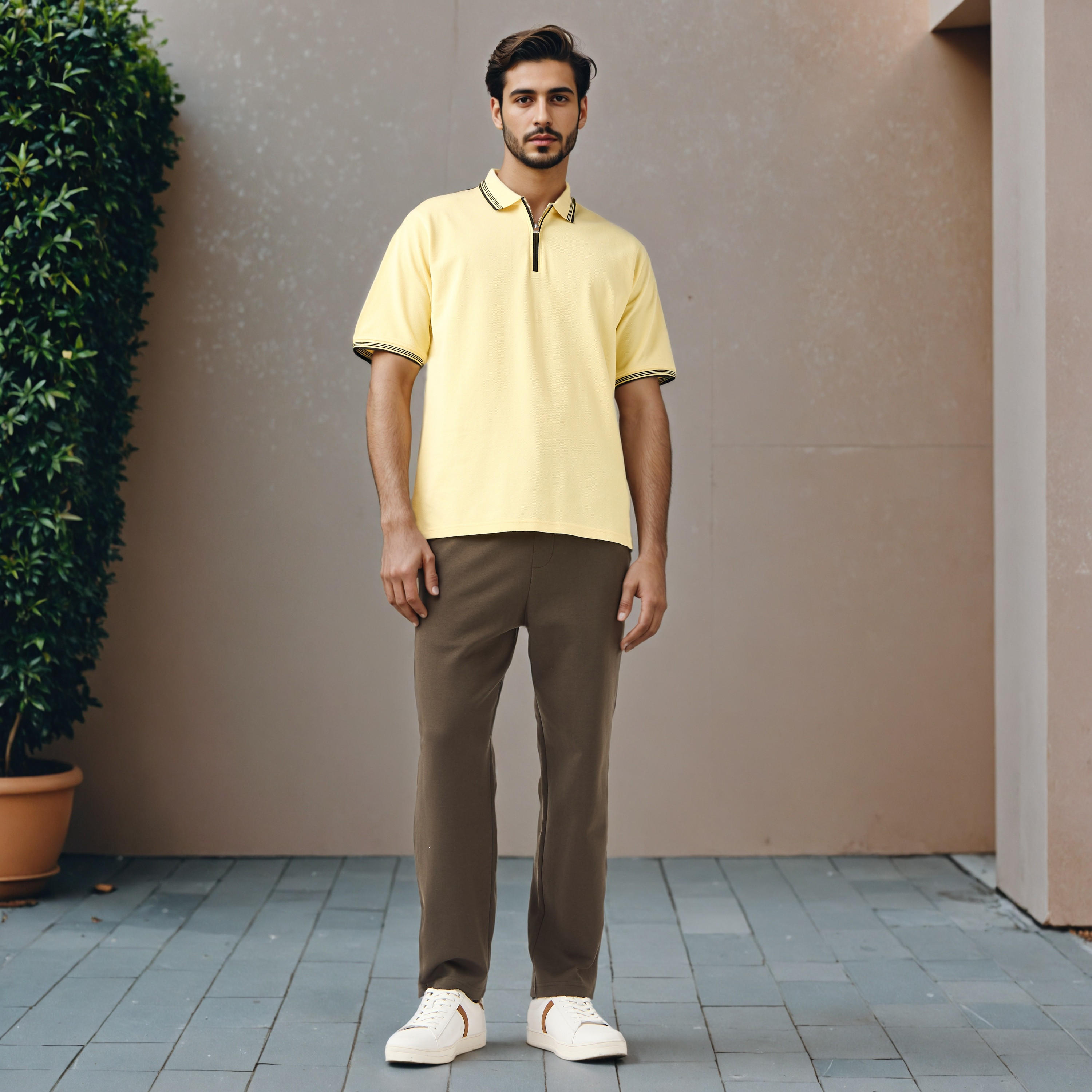 Textured Half Zip Polo T-shirt-men-clothing-tshirtsandpolos-polos-image-2