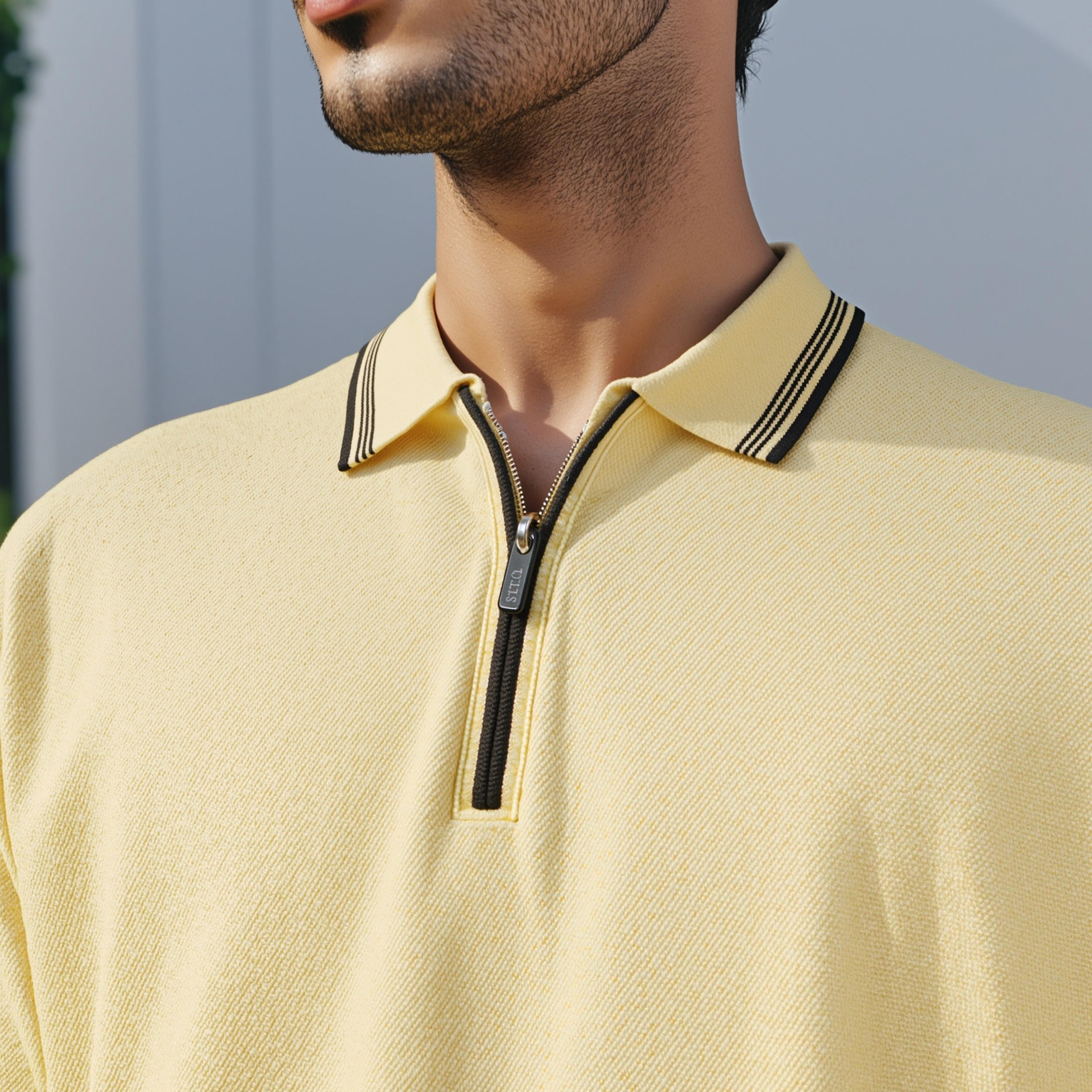 Textured Half Zip Polo T-shirt-men-clothing-tshirtsandpolos-polos-image-4