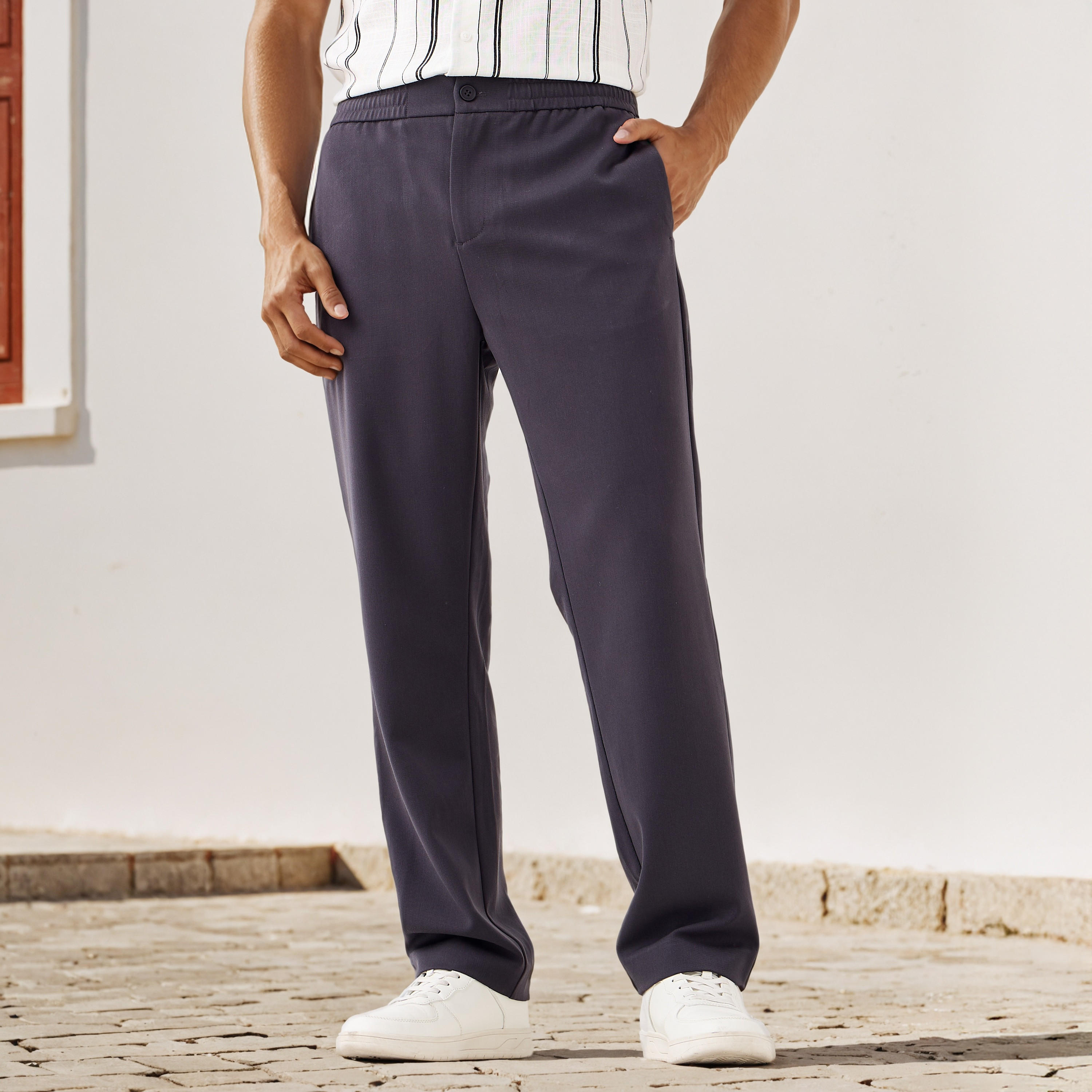 Regular Fit Trousers with Pockets-men-clothing-bottoms-trousersandchinos-trousers-image-1