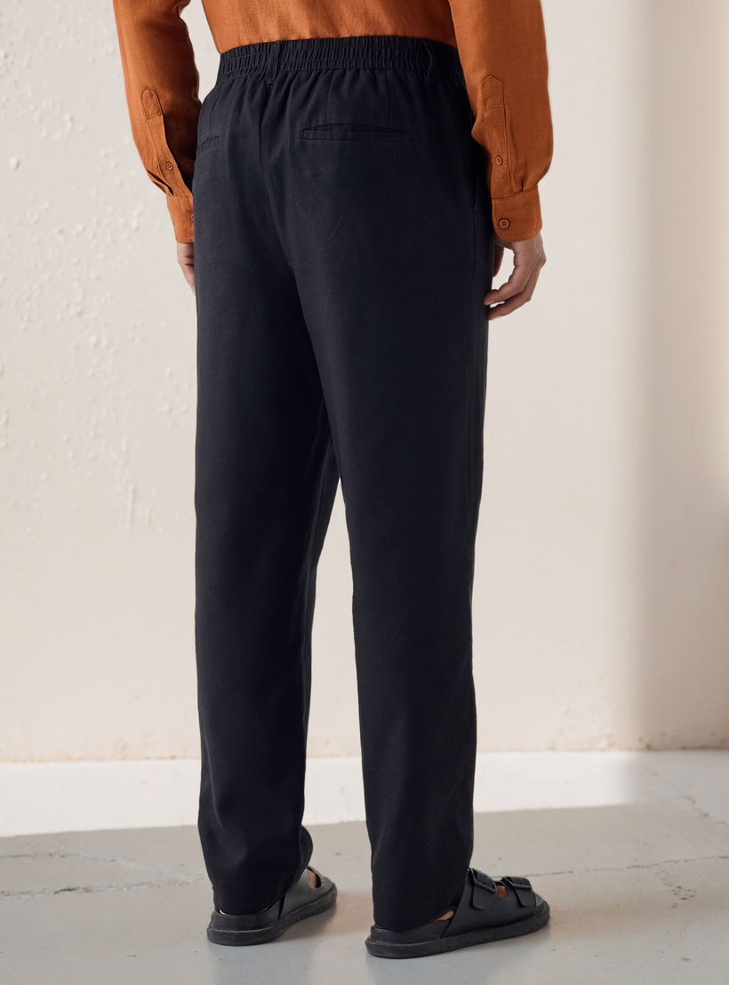 Relaxed Fit Pleated Linen Flexi Waist Trousers-men-clothing-bottoms-trousersandchinos-trousers-image-3