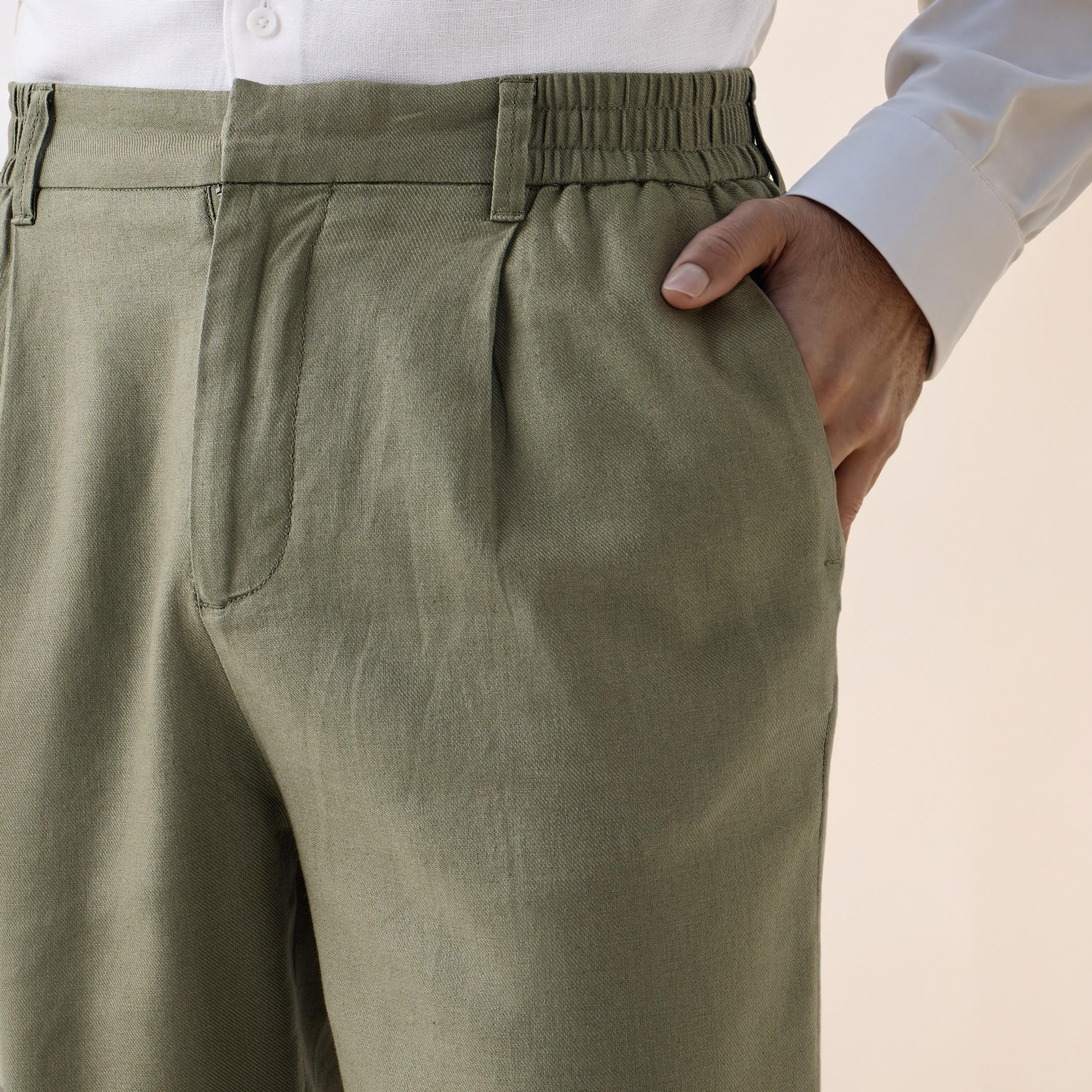 Relaxed Fit Pleated Linen Flexi Waist Trousers-men-clothing-bottoms-trousersandchinos-trousers-image-4