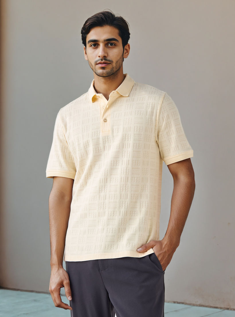 تيشيرت بولو جاكار بارز الملمس-men-clothing-tshirtsandpolos-polos-image-1