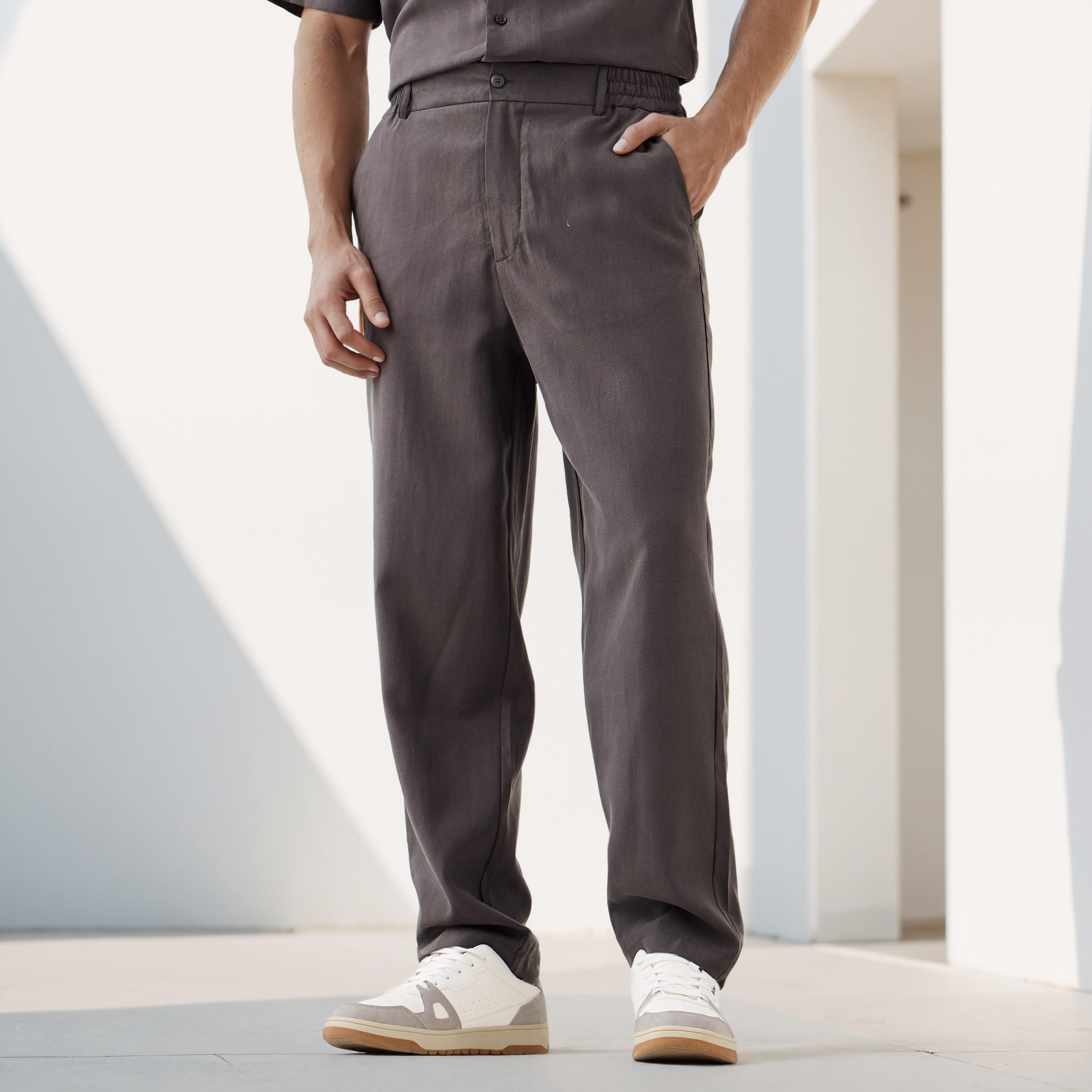 Regular Fit Flexi Waist Trousers-men-clothing-bottoms-trousersandchinos-trousers-image-1