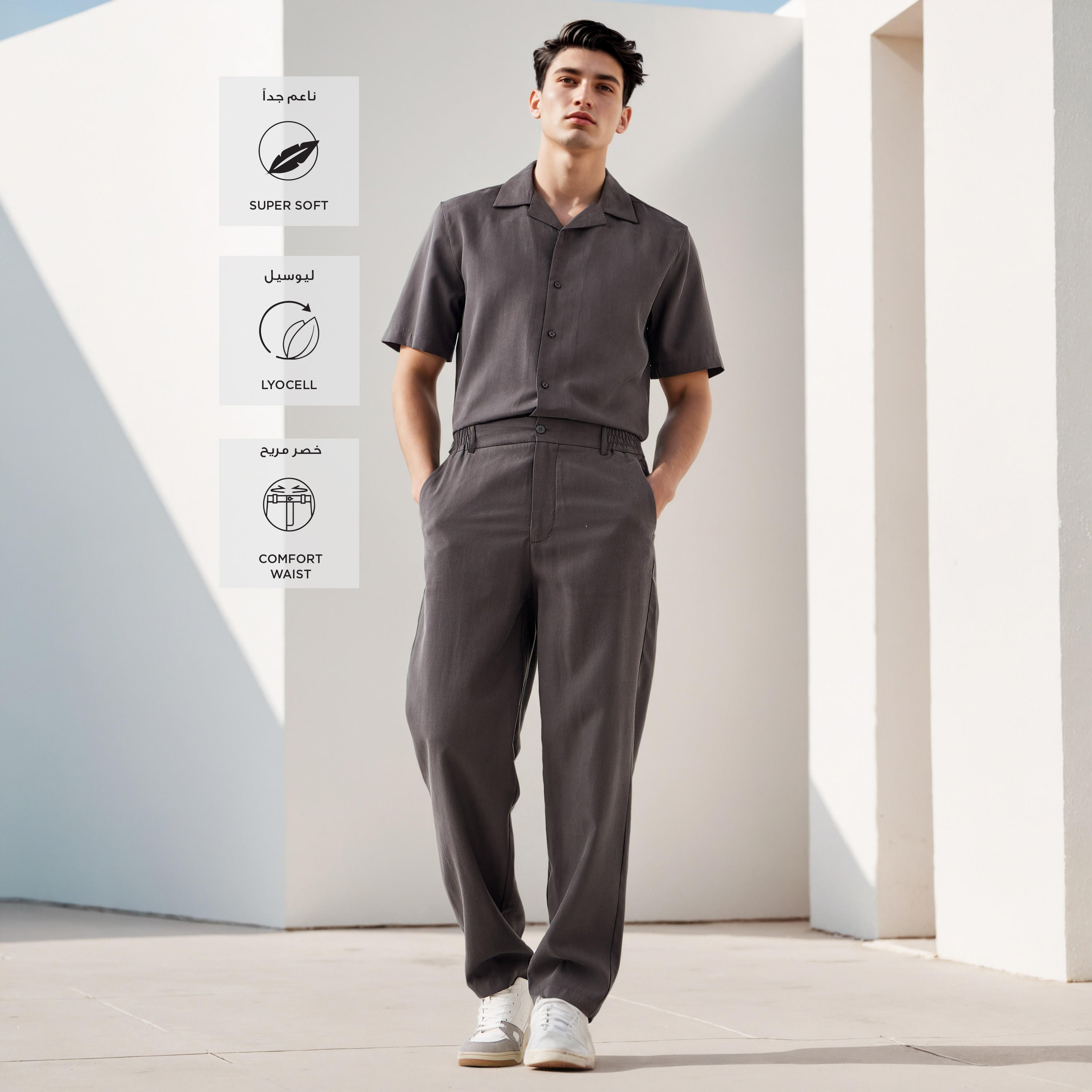 Regular Fit Flexi Waist Trousers-men-clothing-bottoms-trousersandchinos-trousers-image-2
