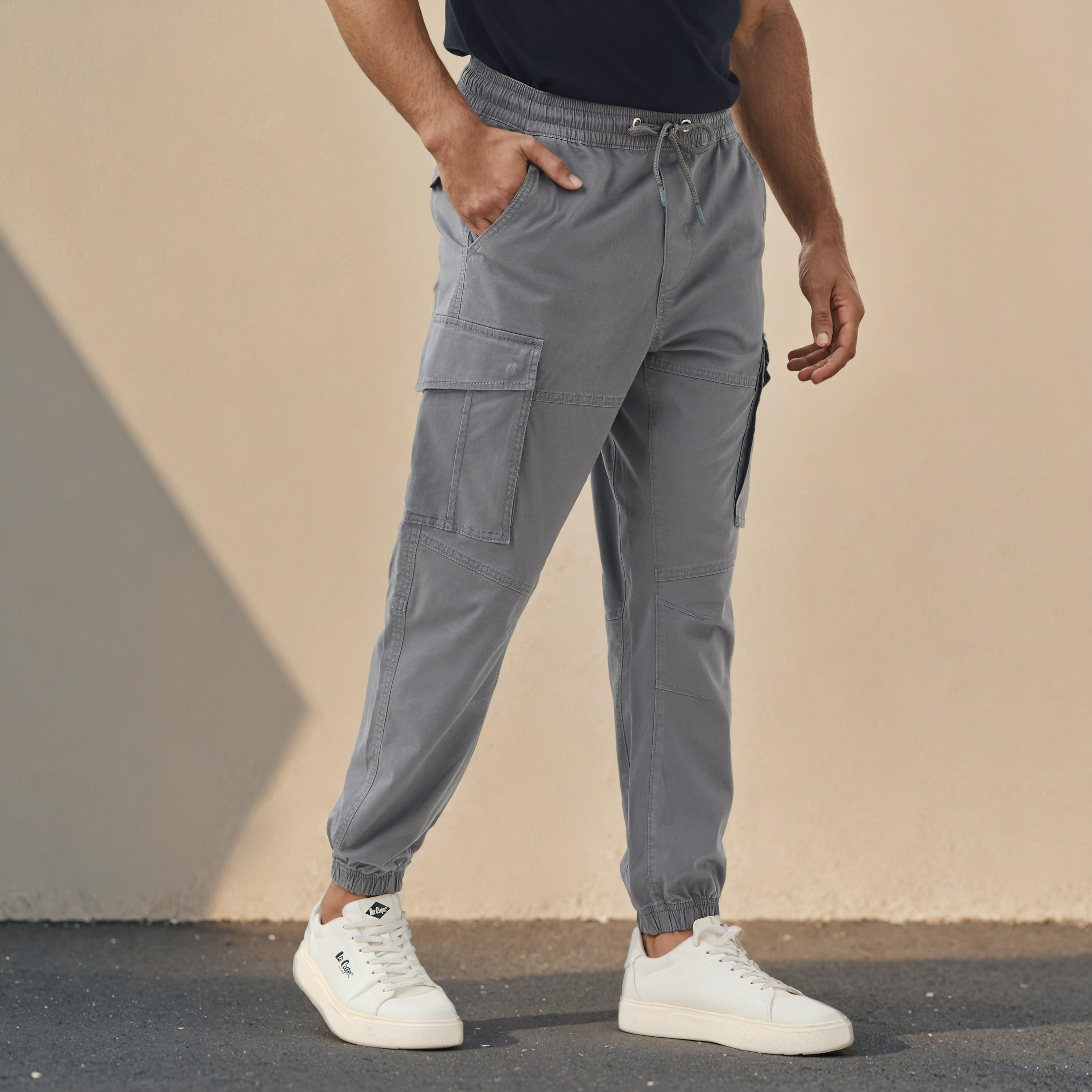 Baggy Cargo Joggers with Flexi Waist and Pockets-men-clothing-bottoms-joggers-image-1